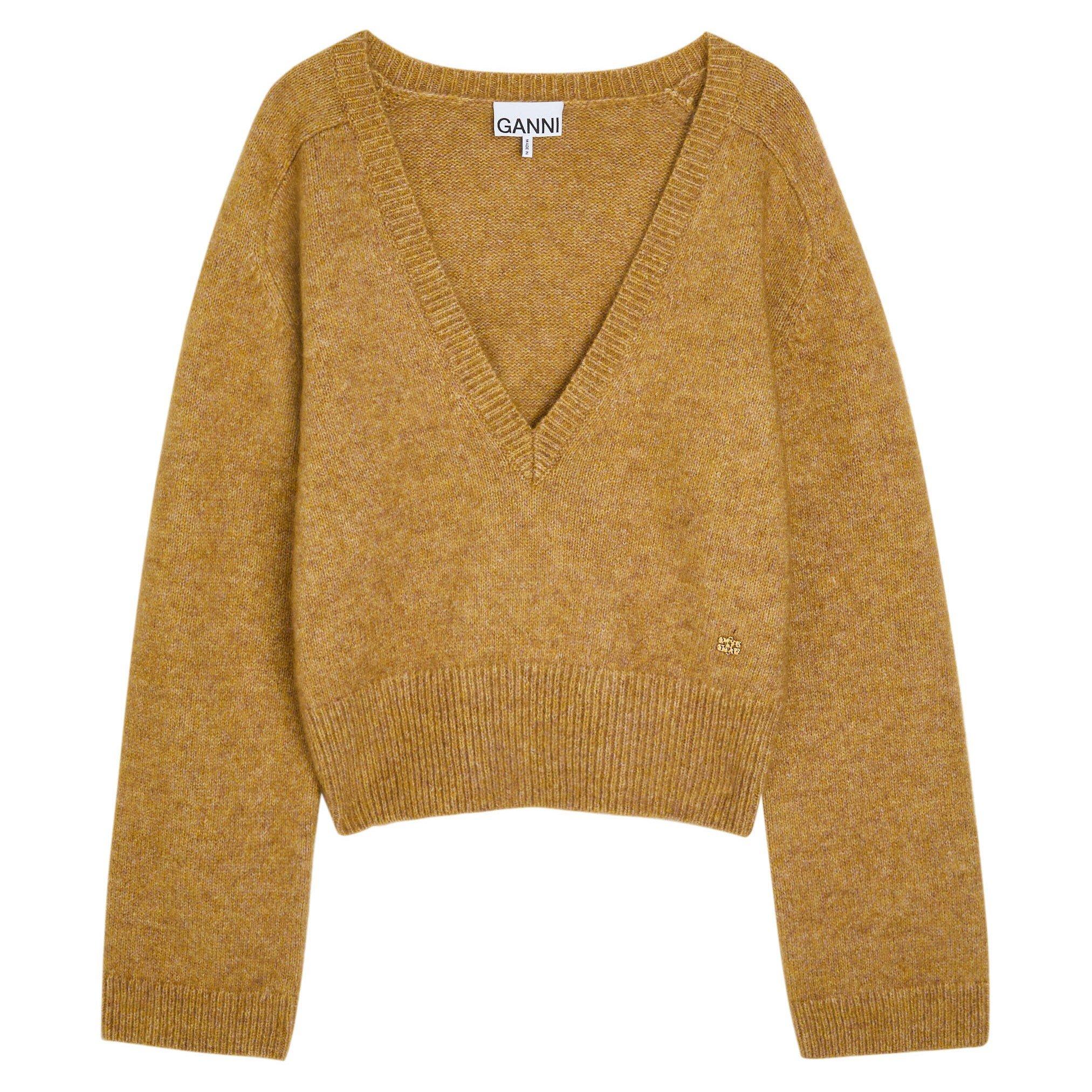 MULTICOLOURED - Ganni - K Brushed Mohair Deep V-neck