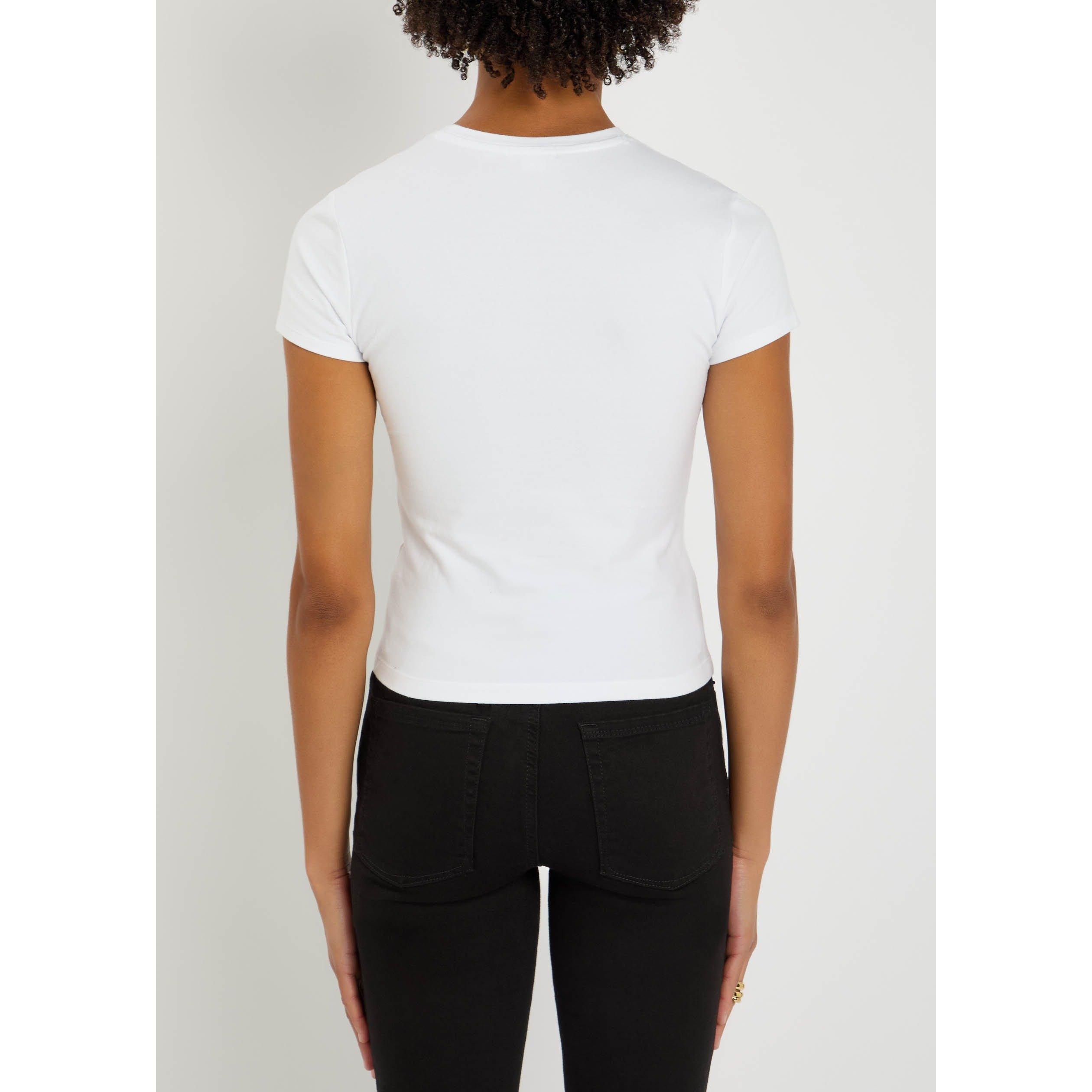 WHITE - Good American - Women's Super Stretch Cotton Slim-Fit Baby T-Shirt - 3