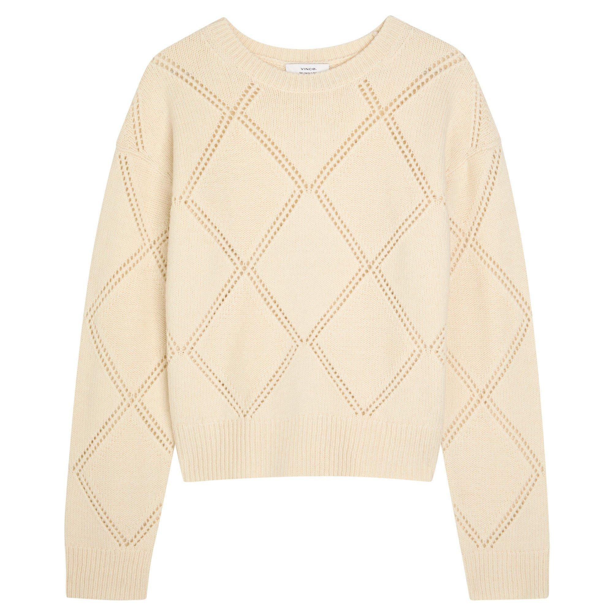 CREAM - Vince - KW TEXTURED ARGYLE SWEATER