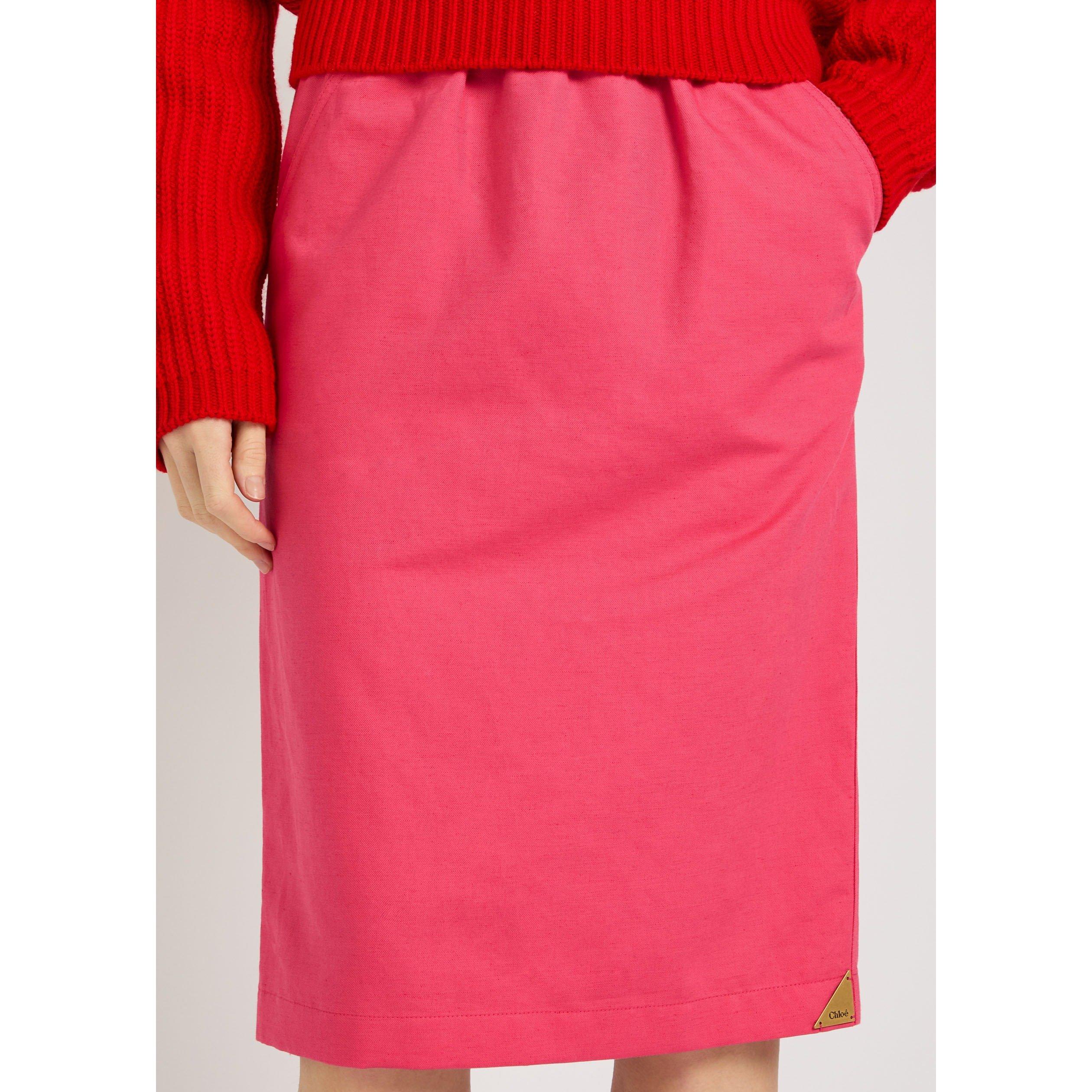 PINK - Chloe - Women's Cotton Gabardine Midi Skirt - 4