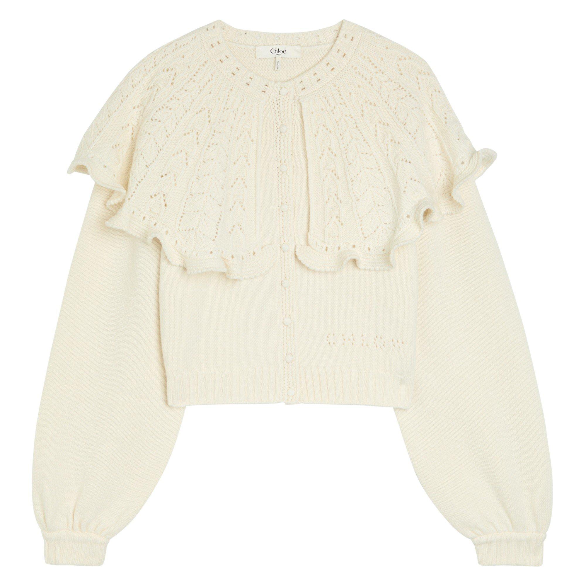 OFF WHITE - Chloe - Women's Collar Detail Wool Cardigan - 1