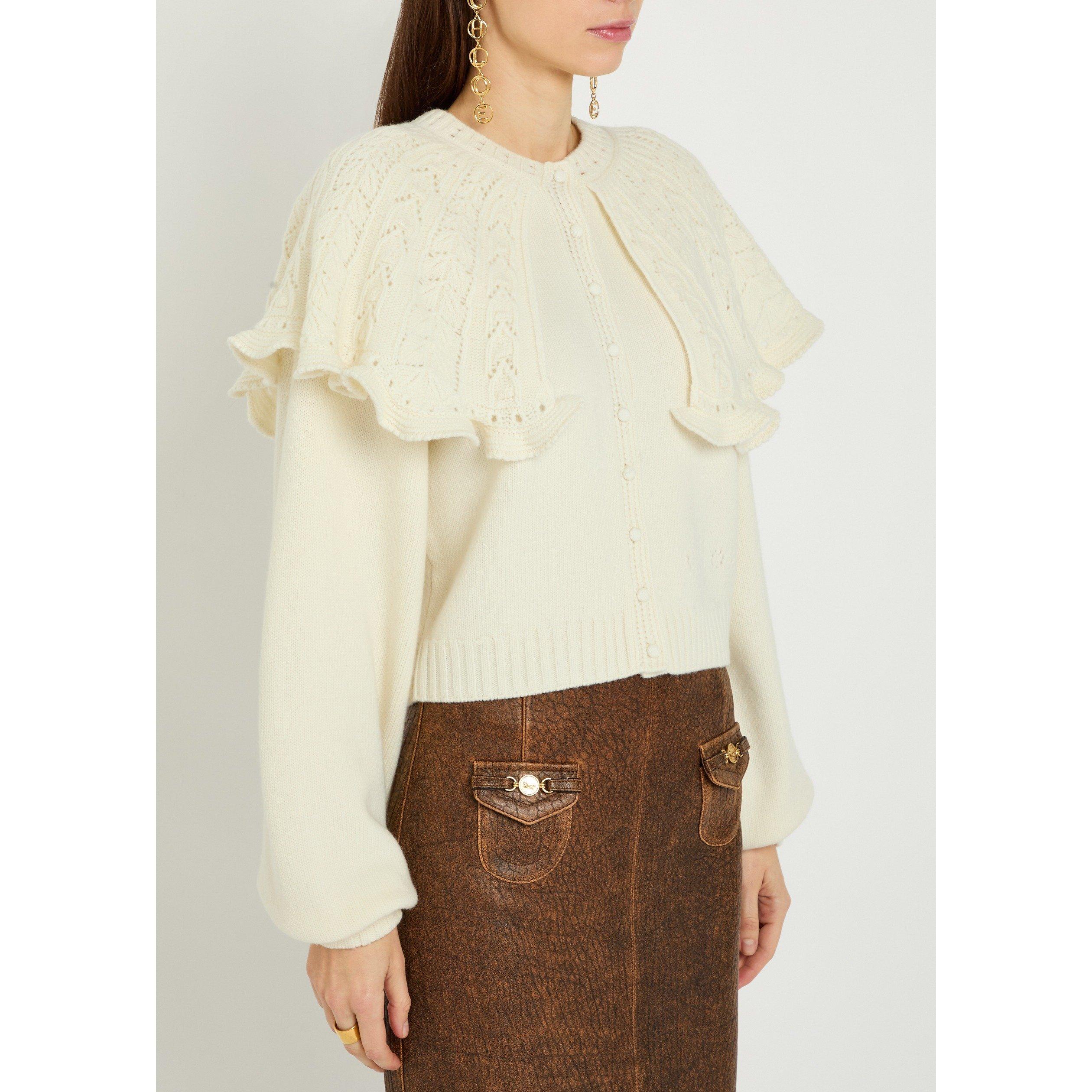OFF WHITE - Chloe - Women's Collar Detail Wool Cardigan - 2