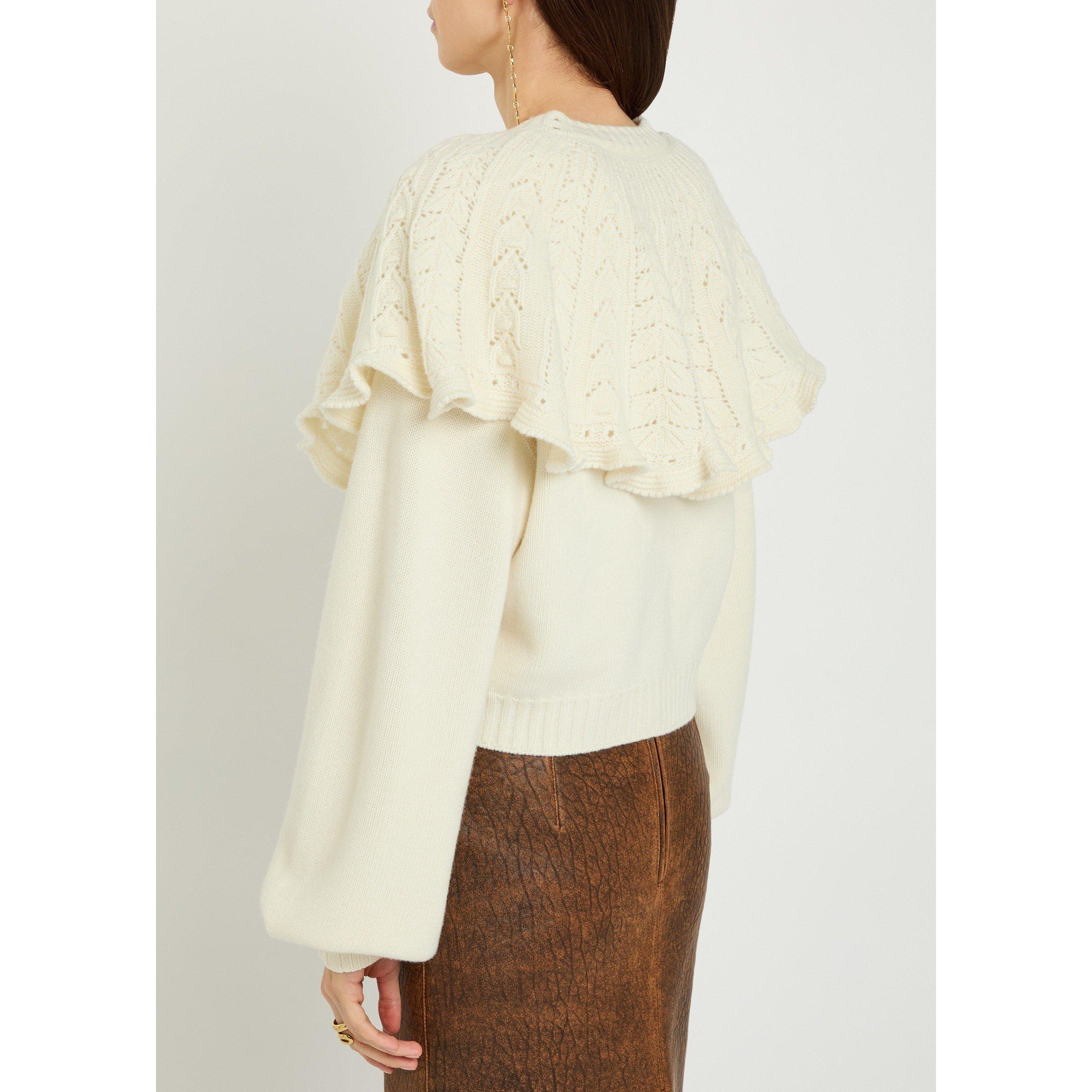 OFF WHITE - Chloe - Women's Collar Detail Wool Cardigan - 3