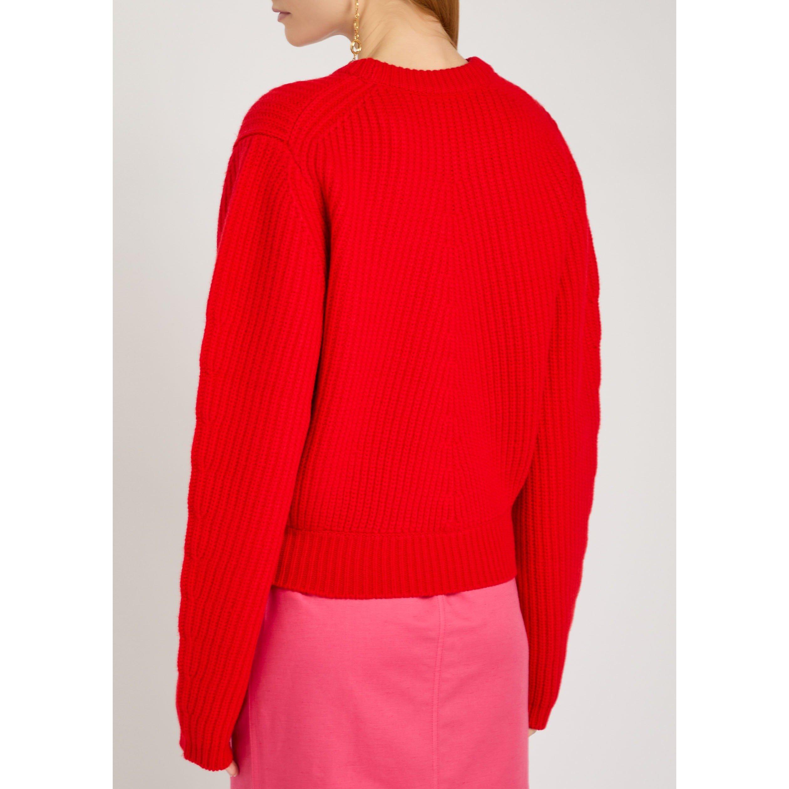 RED - Chloe - Women's Logo Wool Cashmere Crew-Neck Jumper - 3