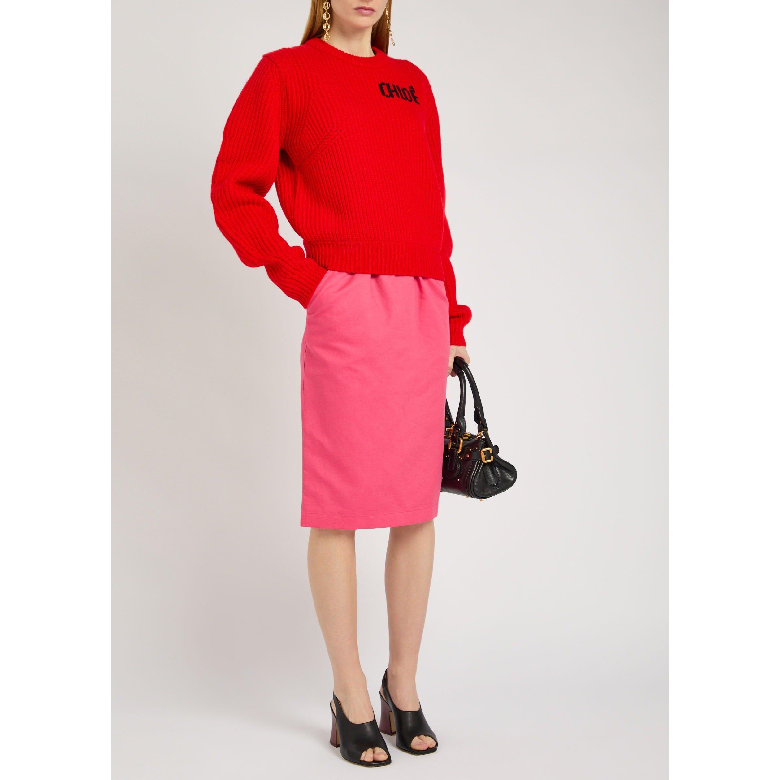 RED - Chloe - Women's Logo Wool Cashmere Crew-Neck Jumper - 5