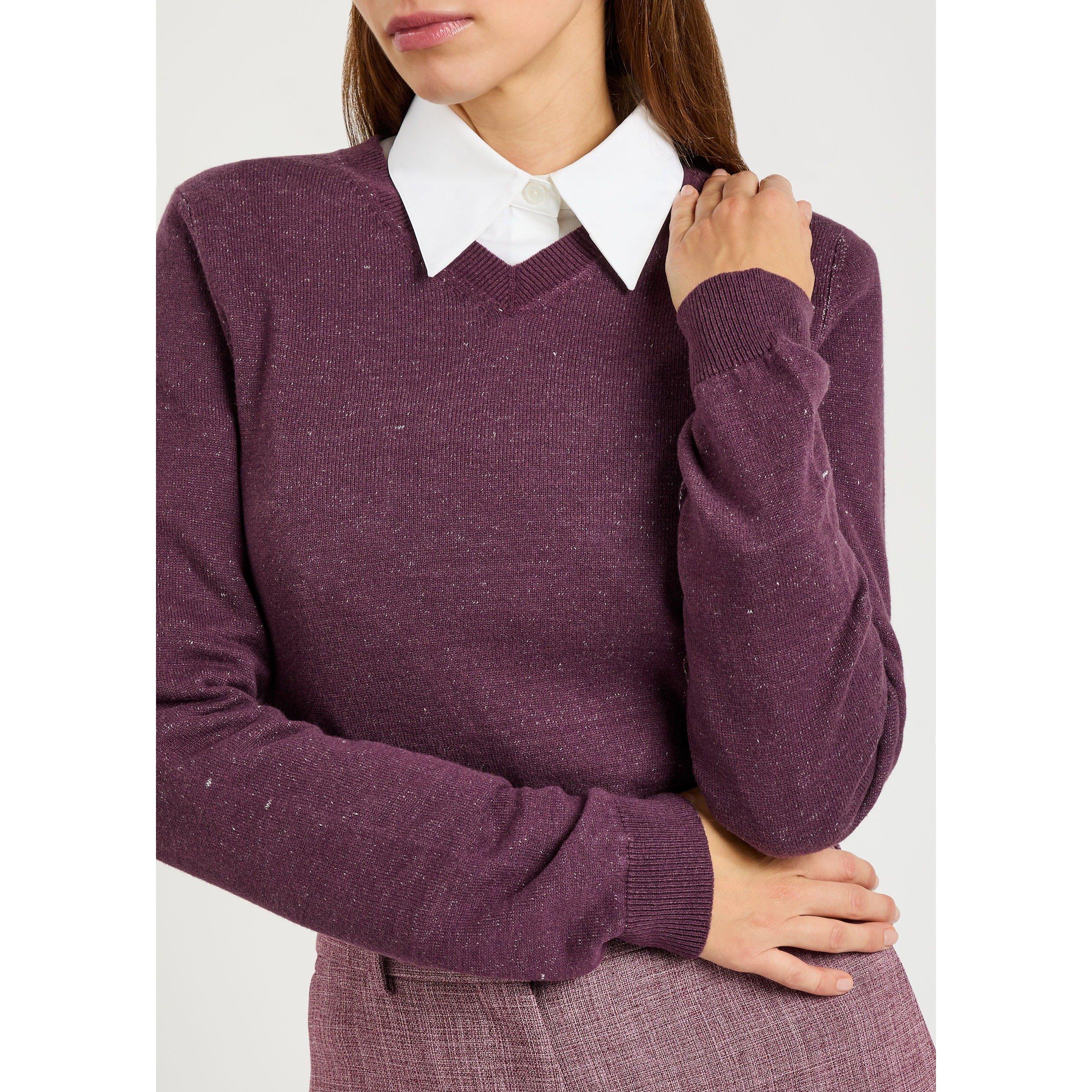 BURGUNDY - Calvin Klein - CELIA V NECK KNIT - 4