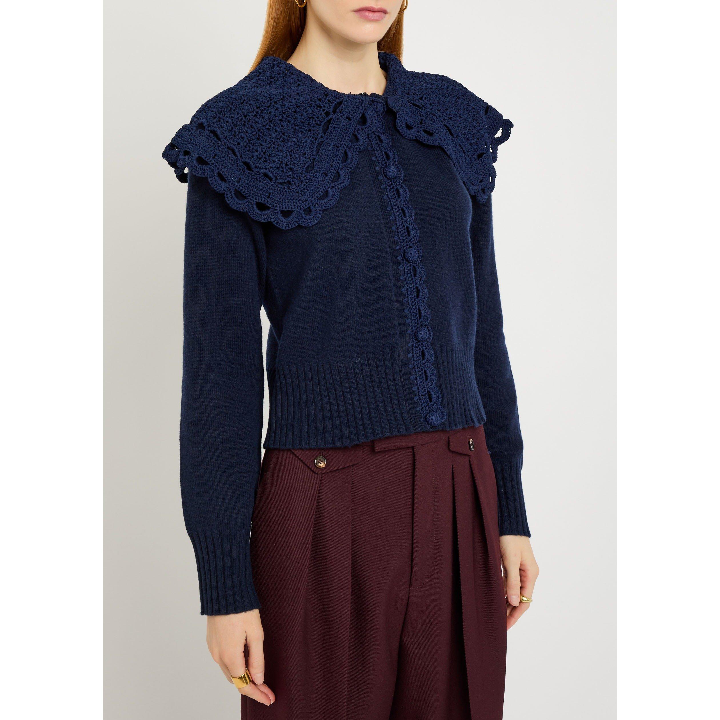 NAVY - Erdem - Women's Wool Slim-Fit Cardigan - 2