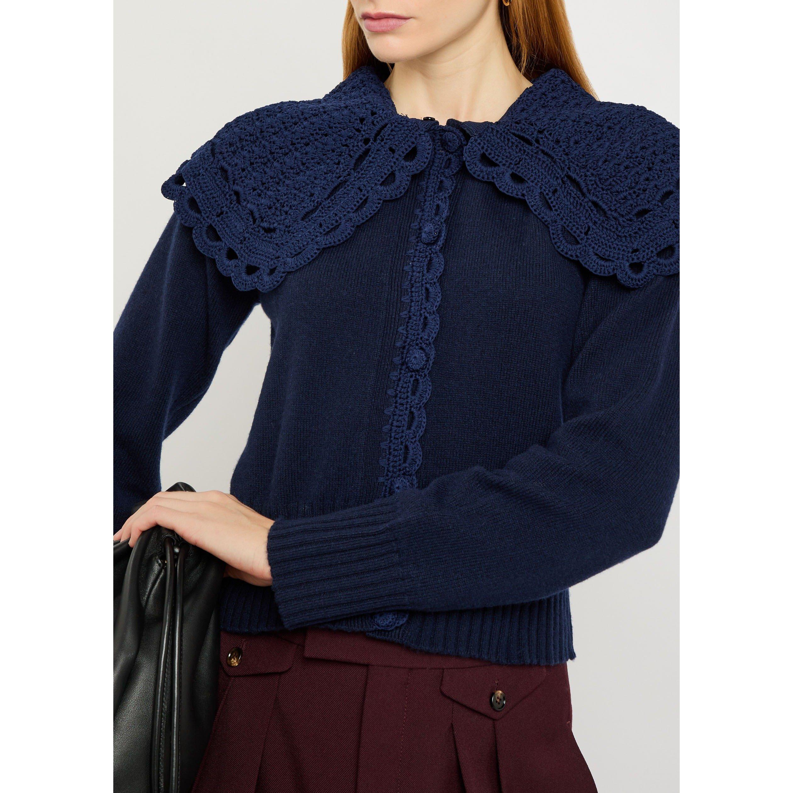 NAVY - Erdem - Women's Wool Slim-Fit Cardigan - 4