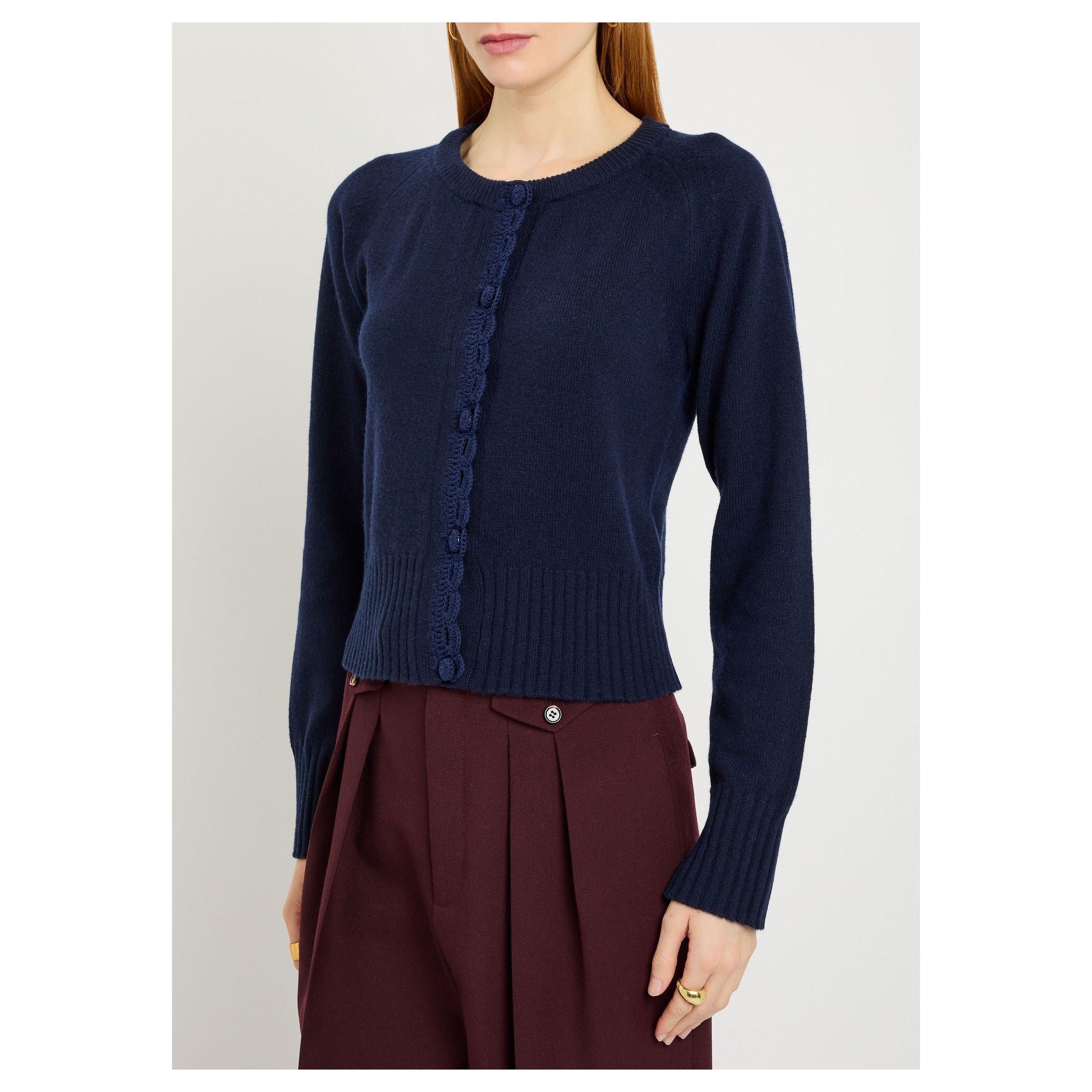 NAVY - Erdem - Women's Wool Slim-Fit Cardigan - 5