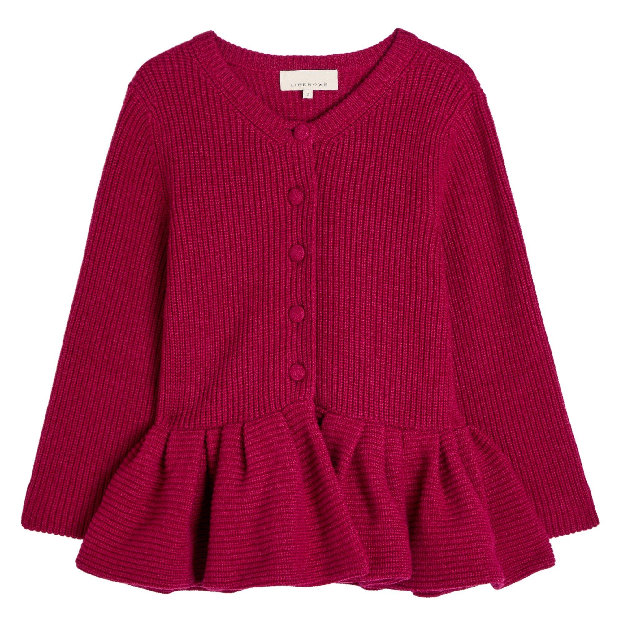 DARK PINK - Liberowe - KW PEPLUM CASHMRE KNT CARDIGAN - 1