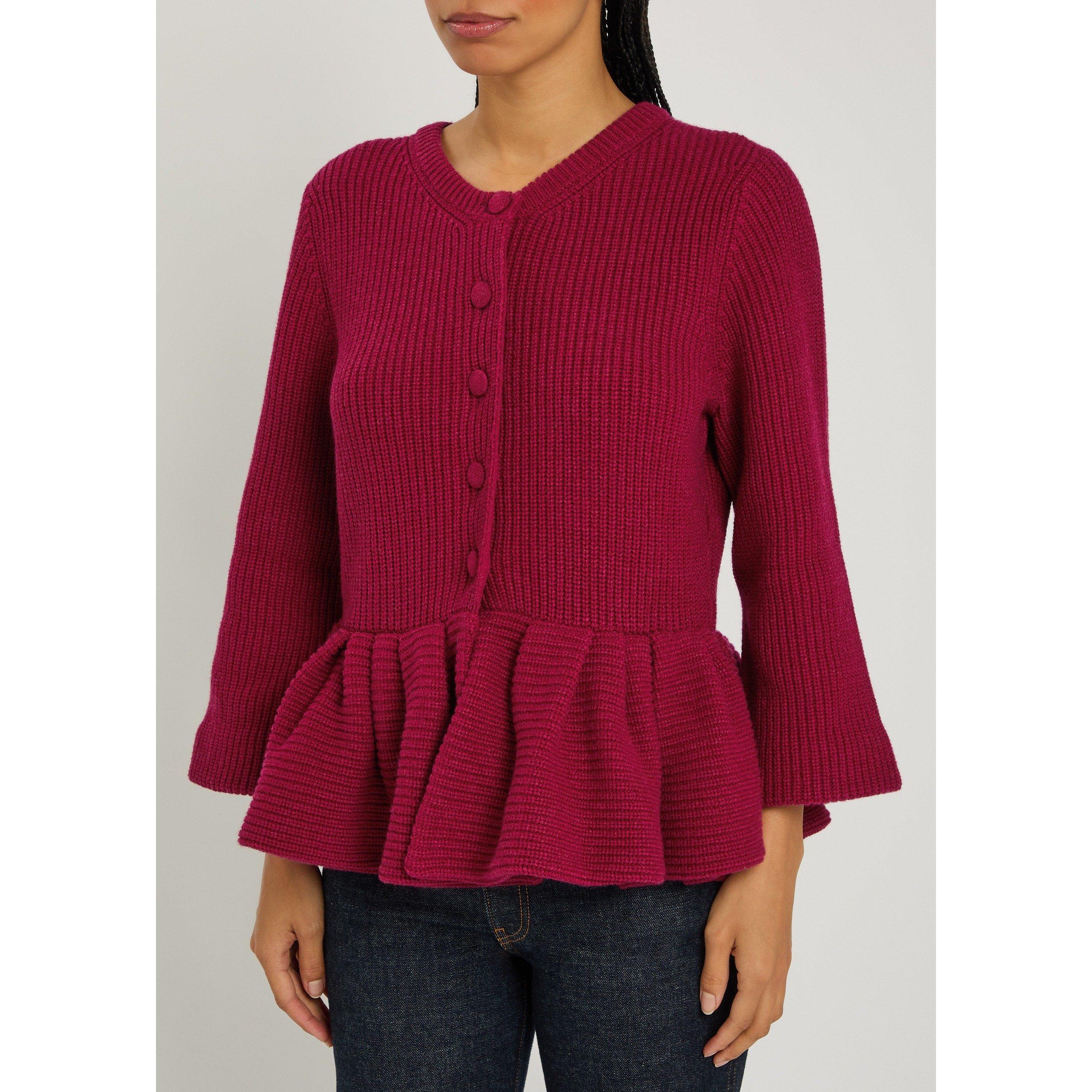 DARK PINK - Liberowe - KW PEPLUM CASHMRE KNT CARDIGAN - 2
