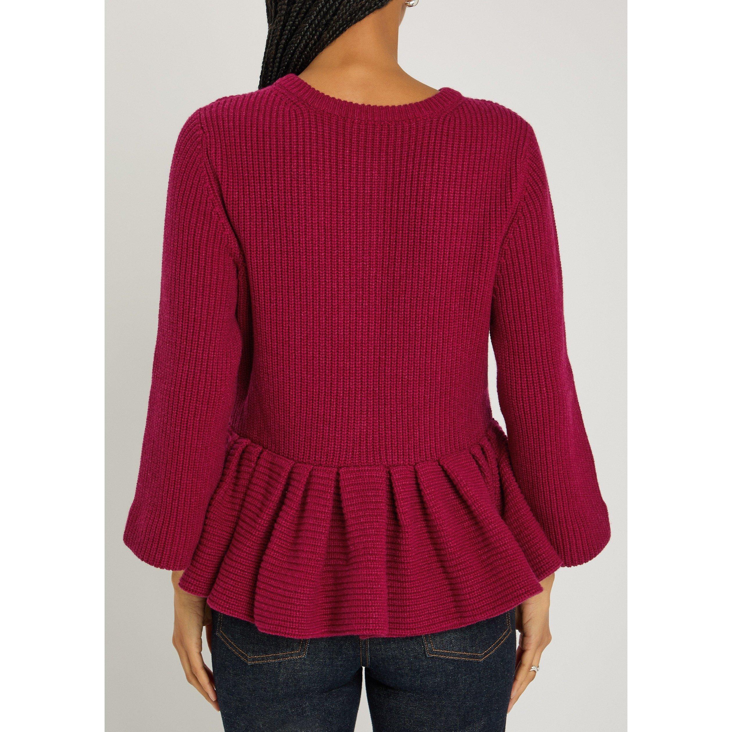 DARK PINK - Liberowe - KW PEPLUM CASHMRE KNT CARDIGAN - 3