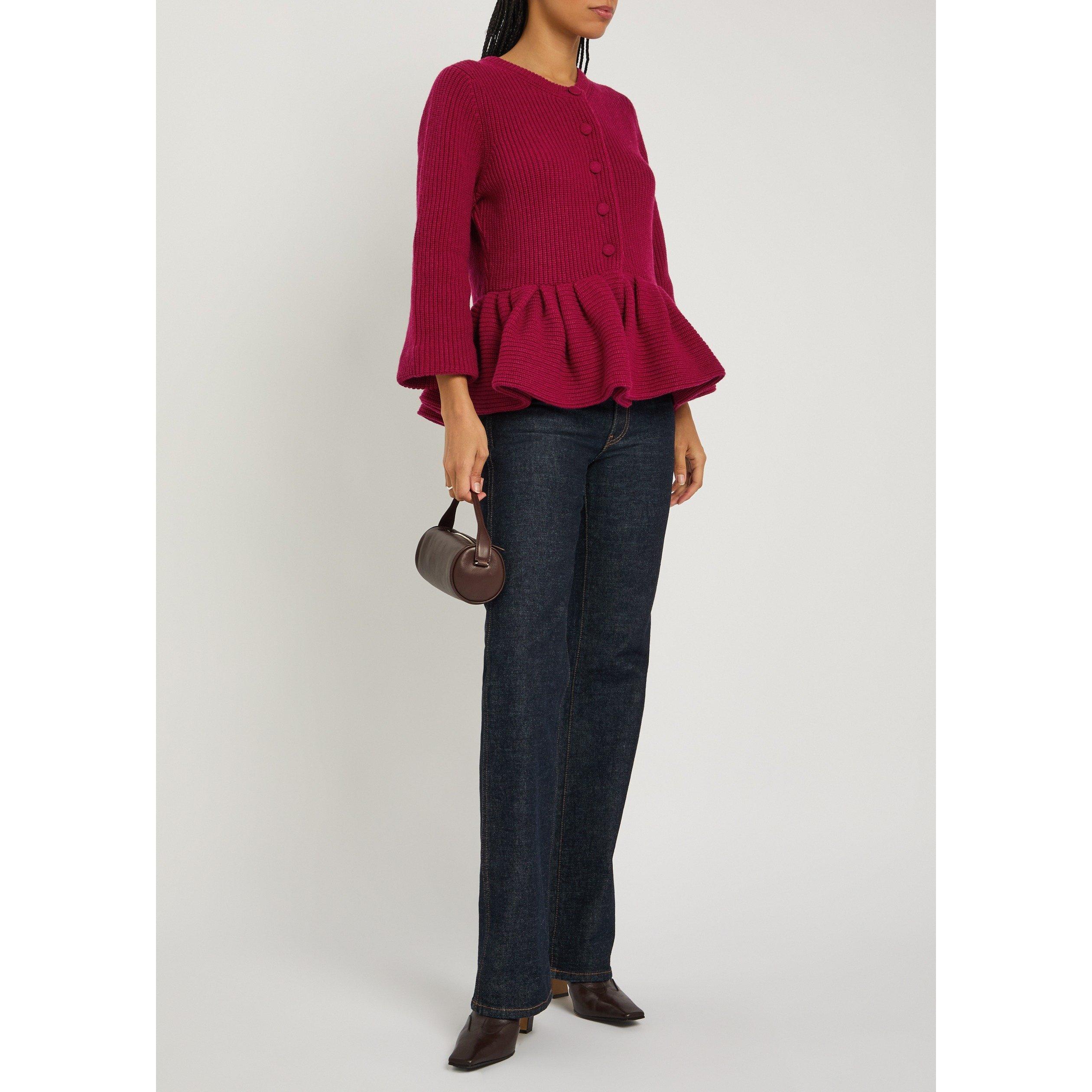 DARK PINK - Liberowe - KW PEPLUM CASHMRE KNT CARDIGAN - 5