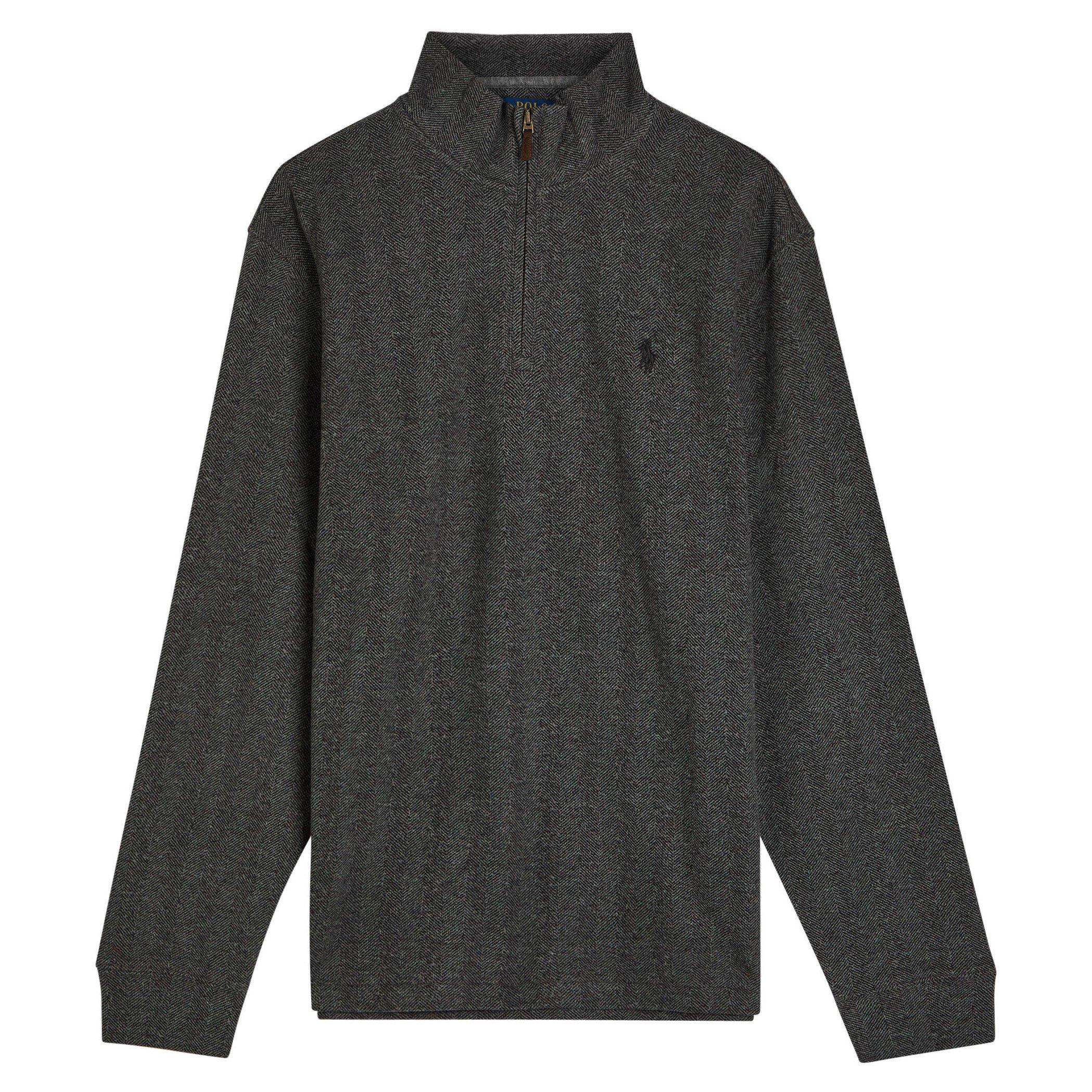 BLACK - Polo Ralph Lauren - Men's 1/4 Zip Ribbed Cotton Knitted Top - 1