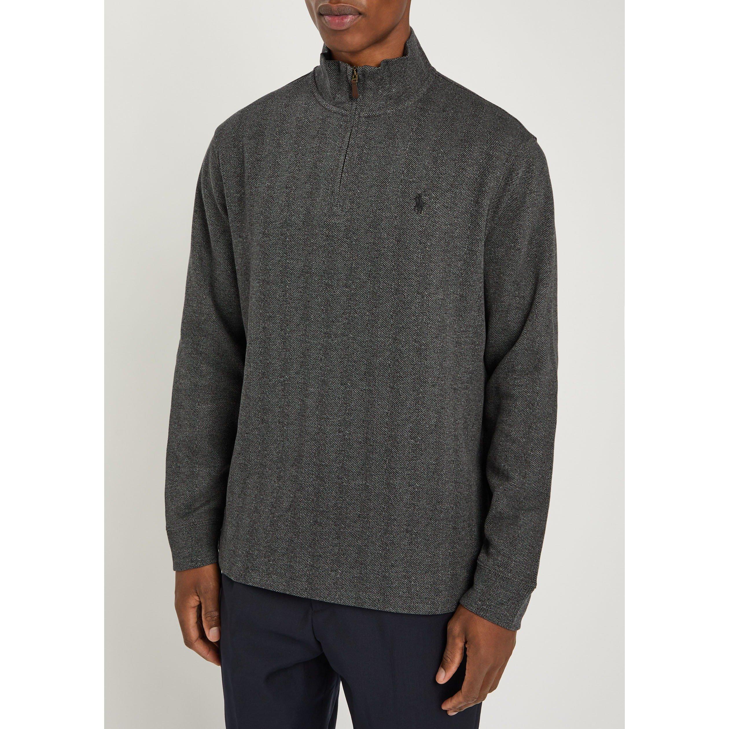 BLACK - Polo Ralph Lauren - Men's 1/4 Zip Ribbed Cotton Knitted Top - 2