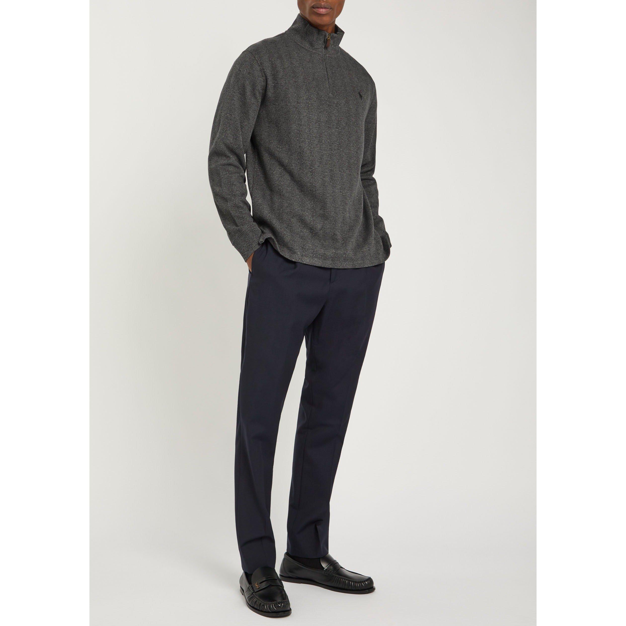 BLACK - Polo Ralph Lauren - Men's 1/4 Zip Ribbed Cotton Knitted Top - 5