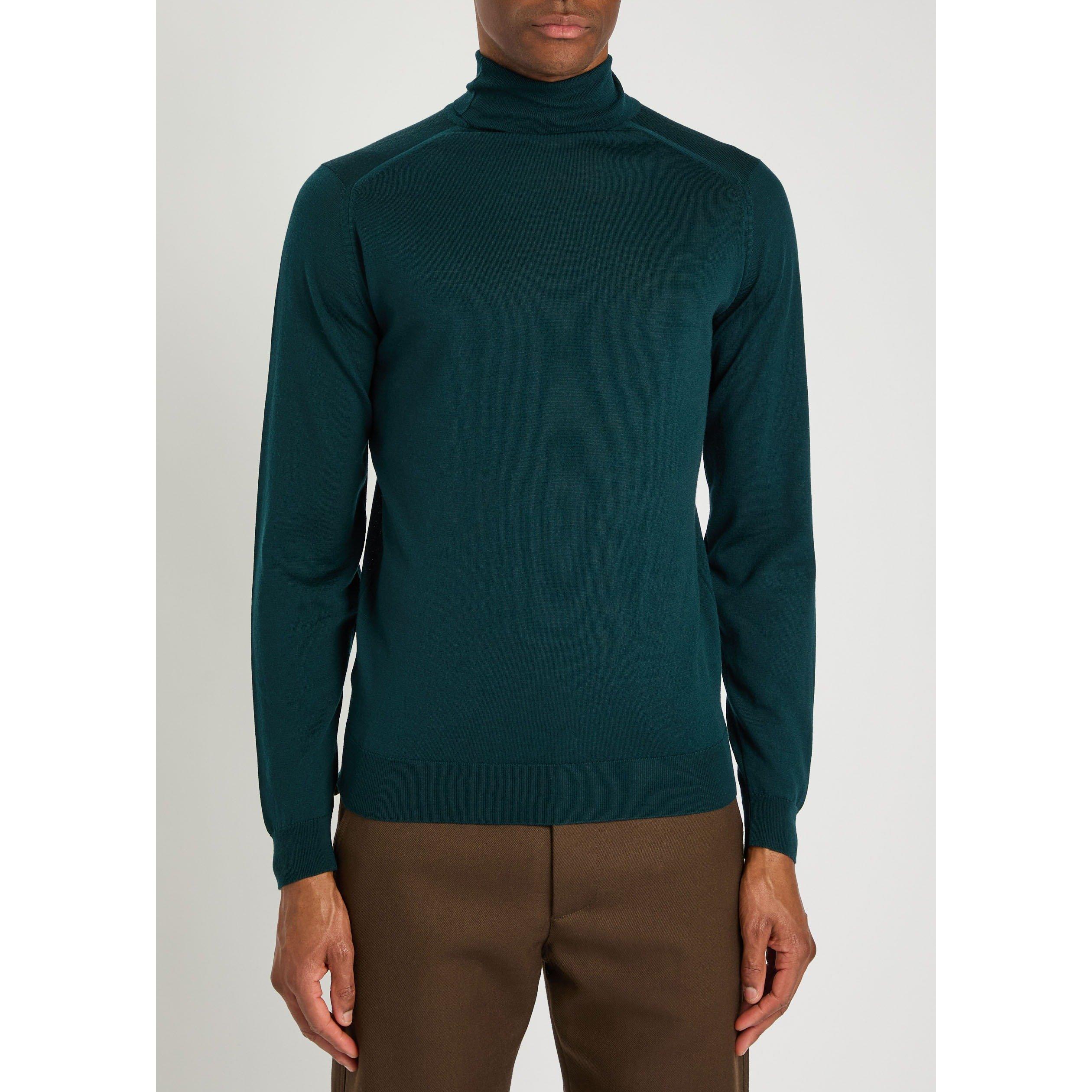 DARK GREEN - John Smedley - SMED KNIT TRTLE NECK CHERWELL - 2