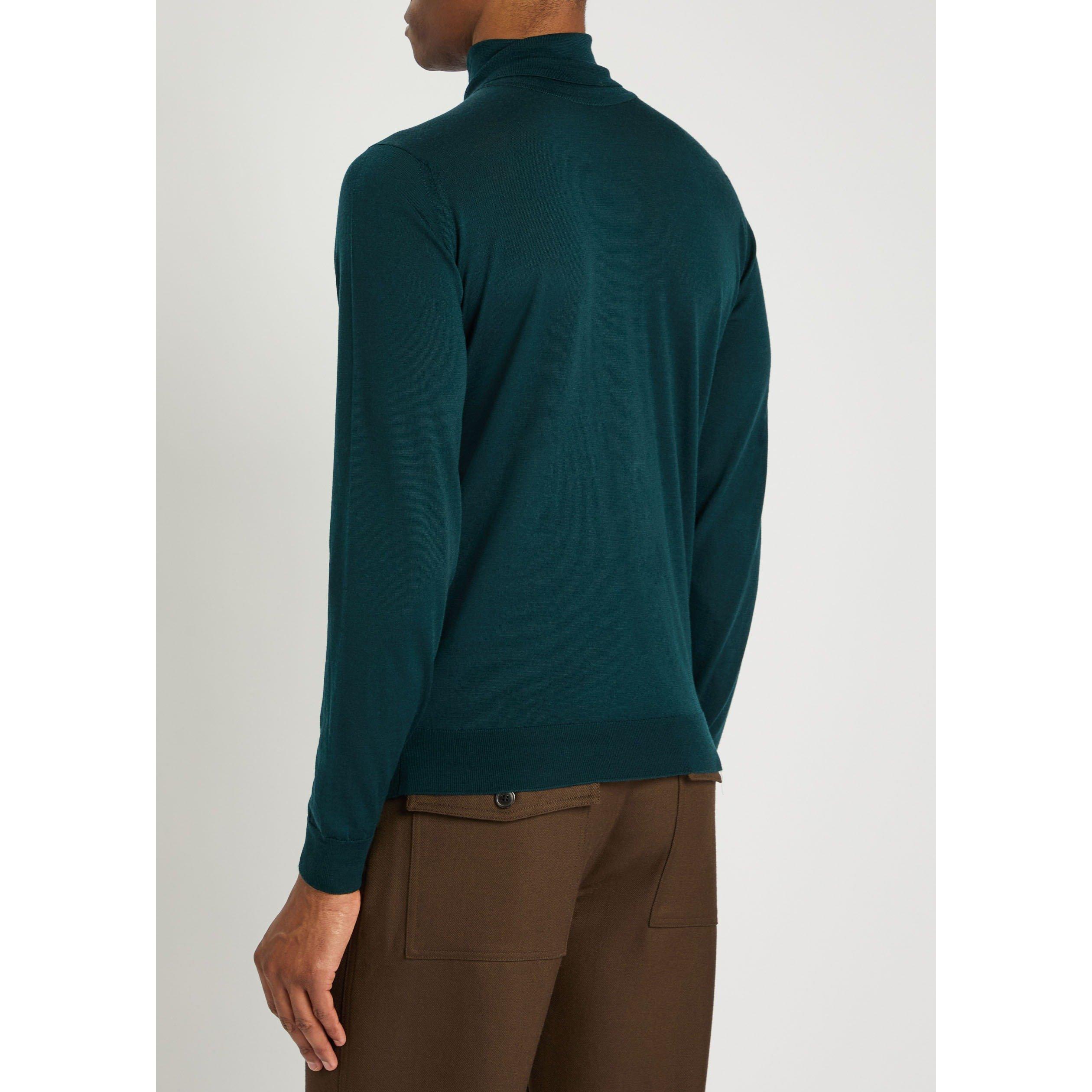 DARK GREEN - John Smedley - SMED KNIT TRTLE NECK CHERWELL - 3