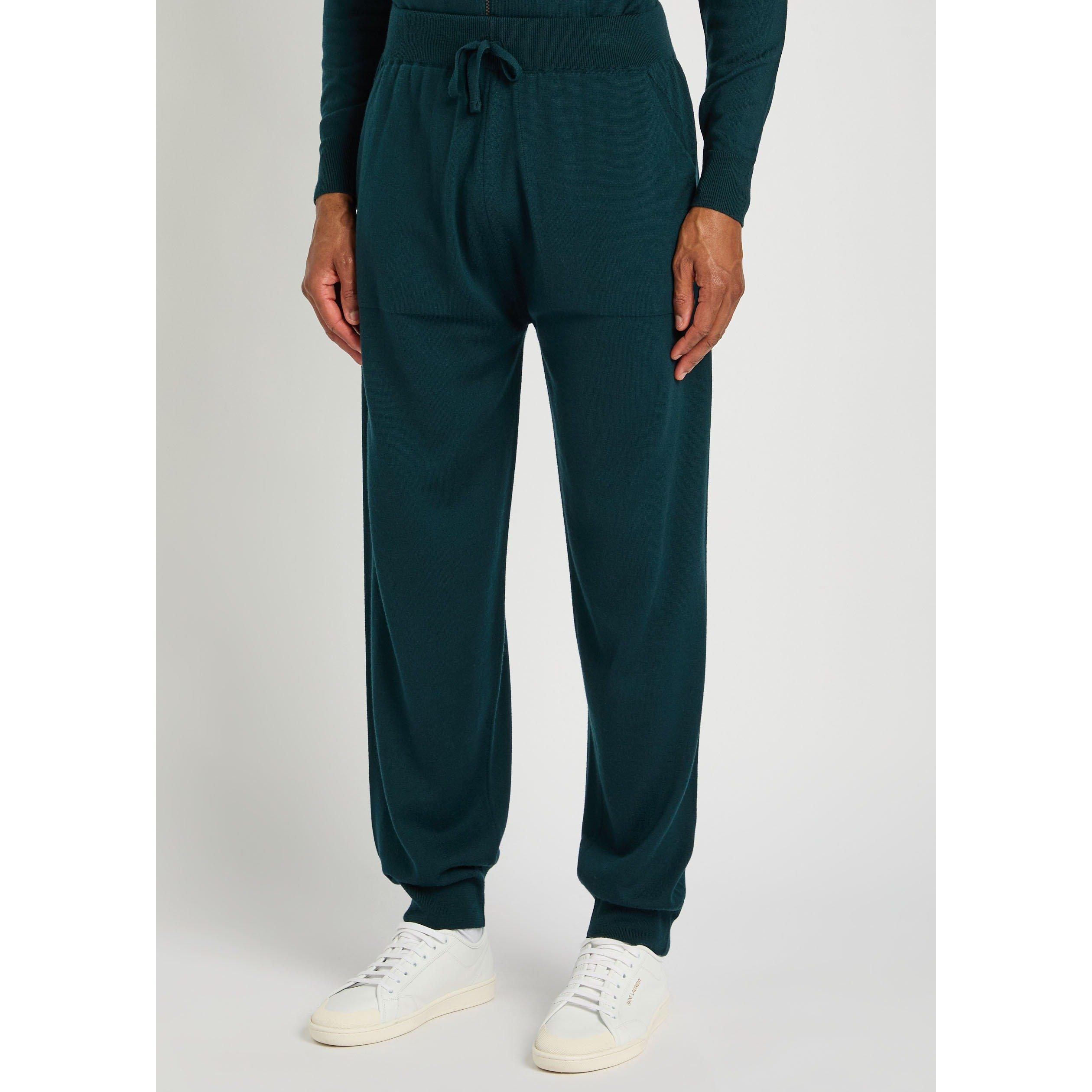 DARK GREEN - John Smedley - Men's Henning Merino Wool Knitted Trousers - 2