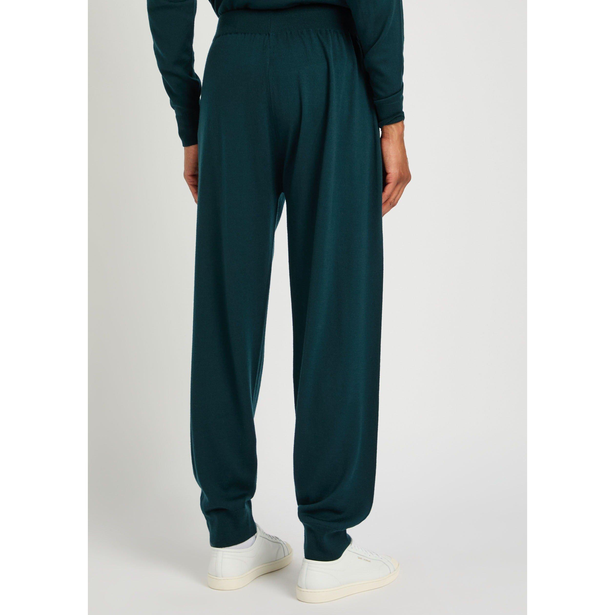 DARK GREEN - John Smedley - Men's Henning Merino Wool Knitted Trousers - 3