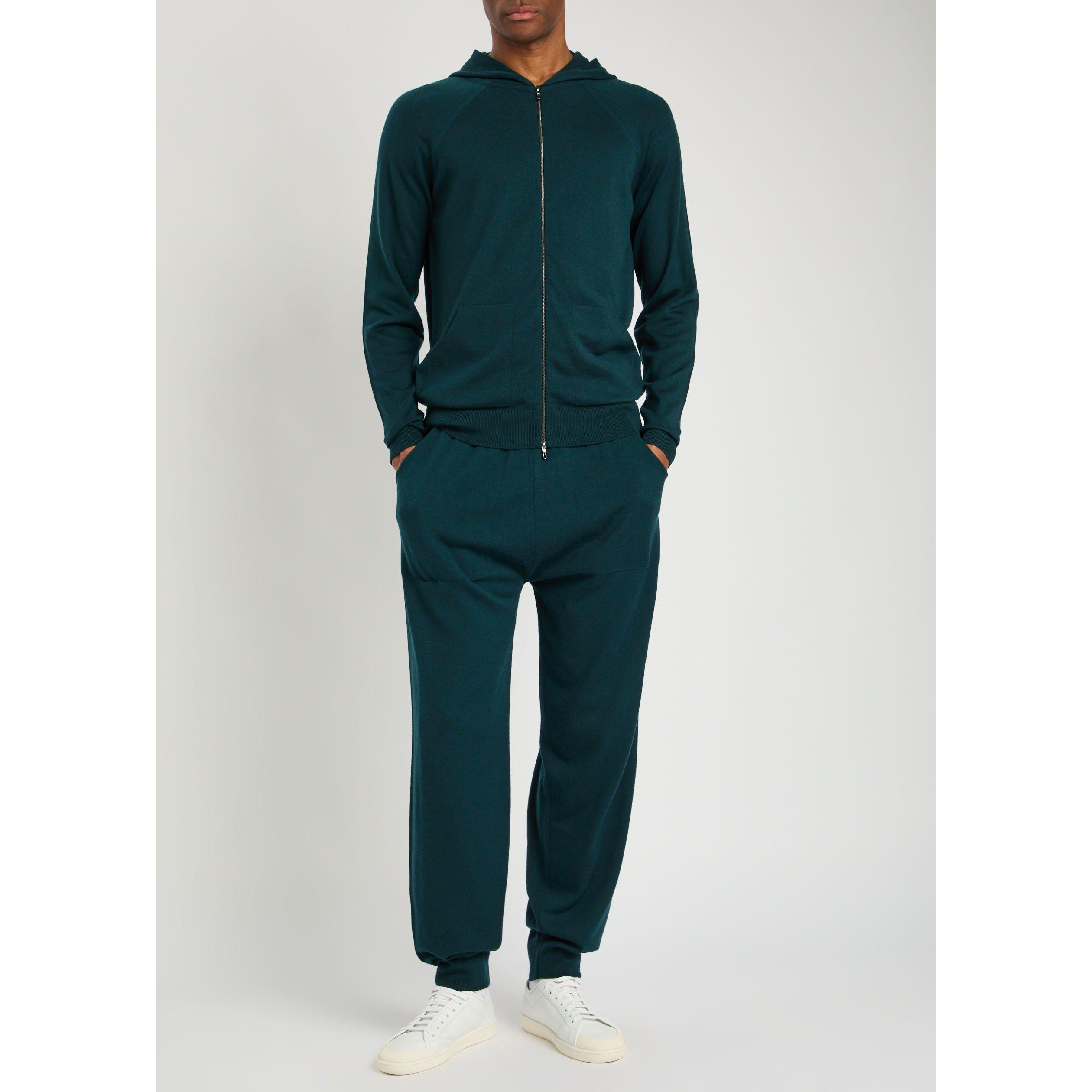 DARK GREEN - John Smedley - Men's Henning Merino Wool Knitted Trousers - 5