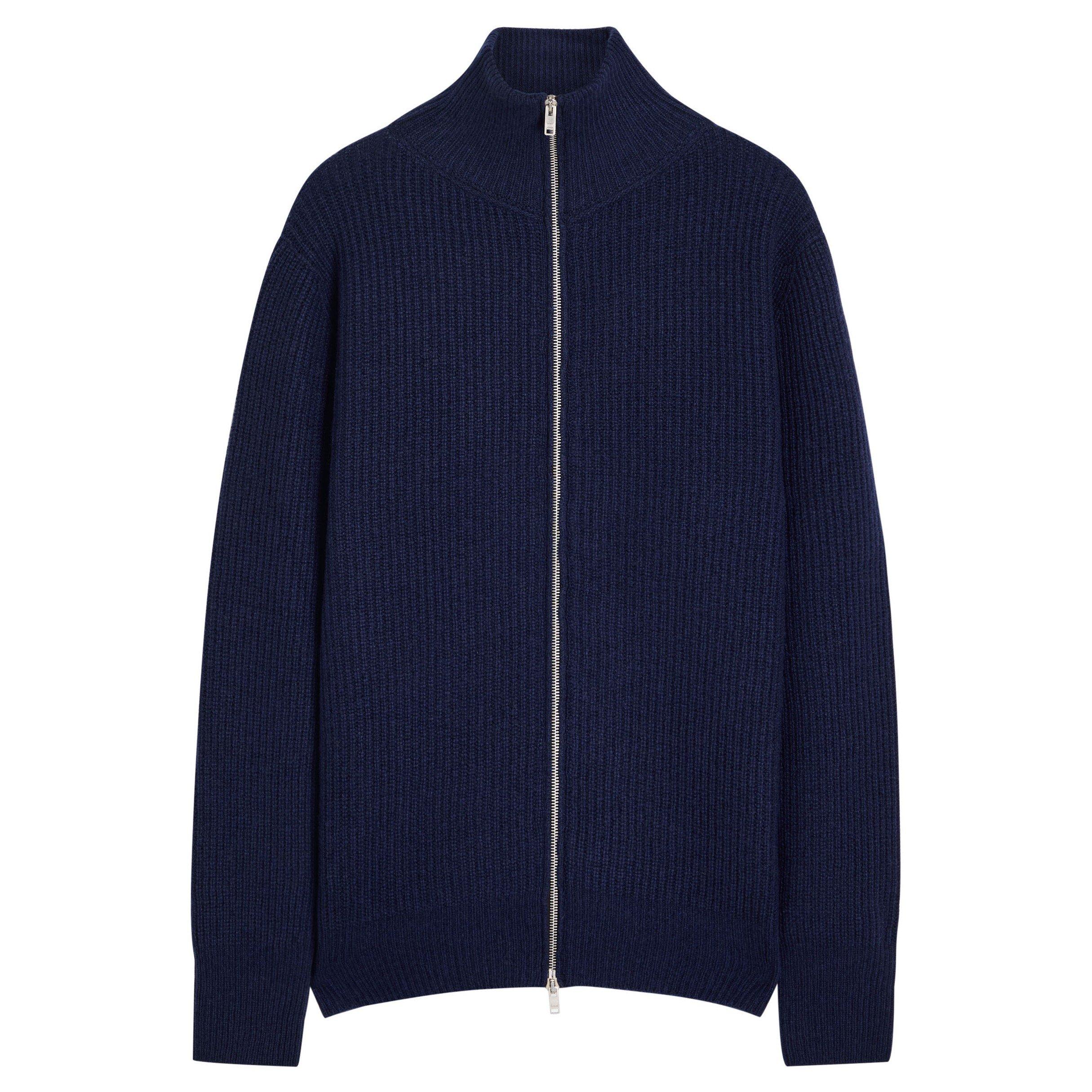 NAVY - John Smedley - SMED KNIT ZIP UP HVY MALLAM