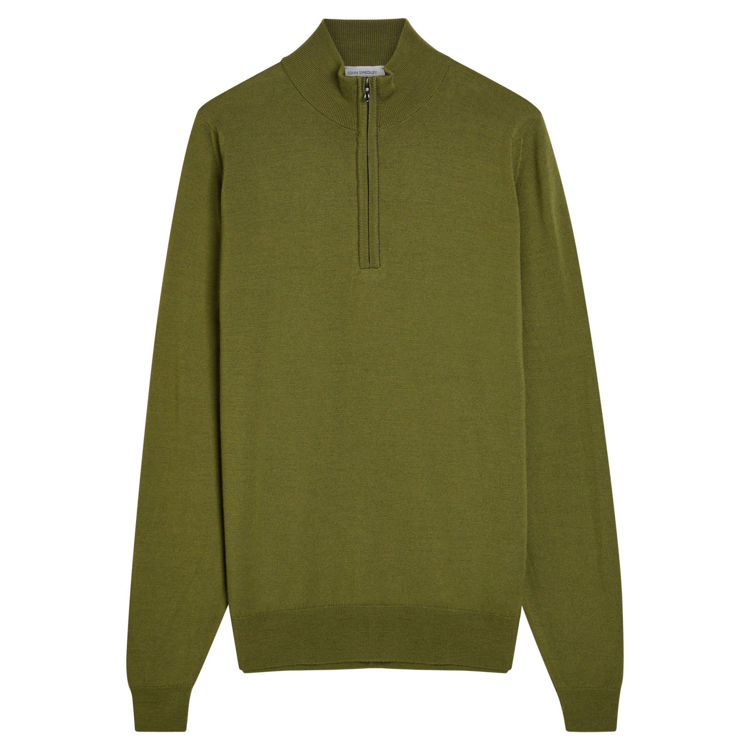 GREEN - John Smedley - SMED KNIT 1/4 ZIP TAPTON - 1
