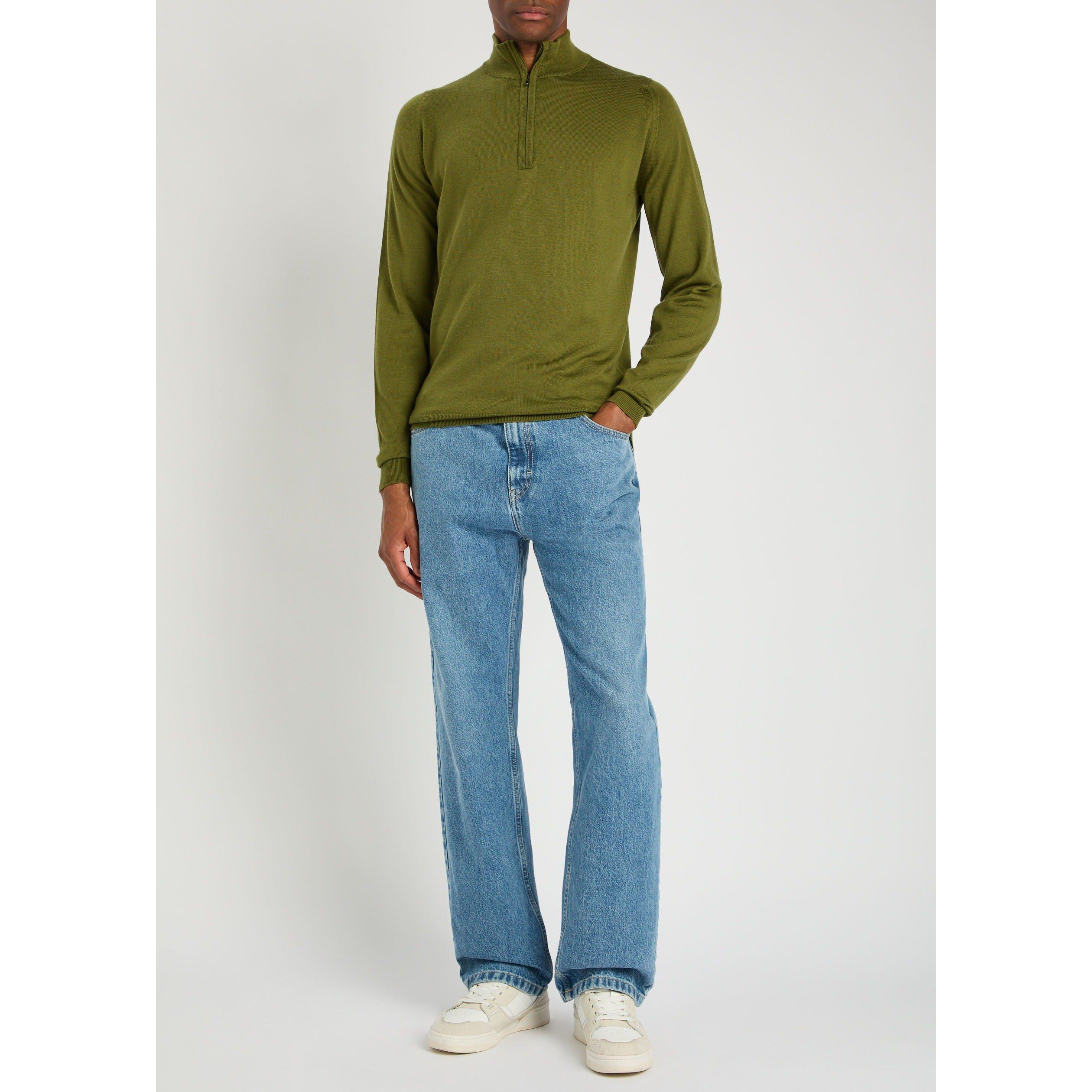GREEN - John Smedley - SMED KNIT 1/4 ZIP TAPTON - 5