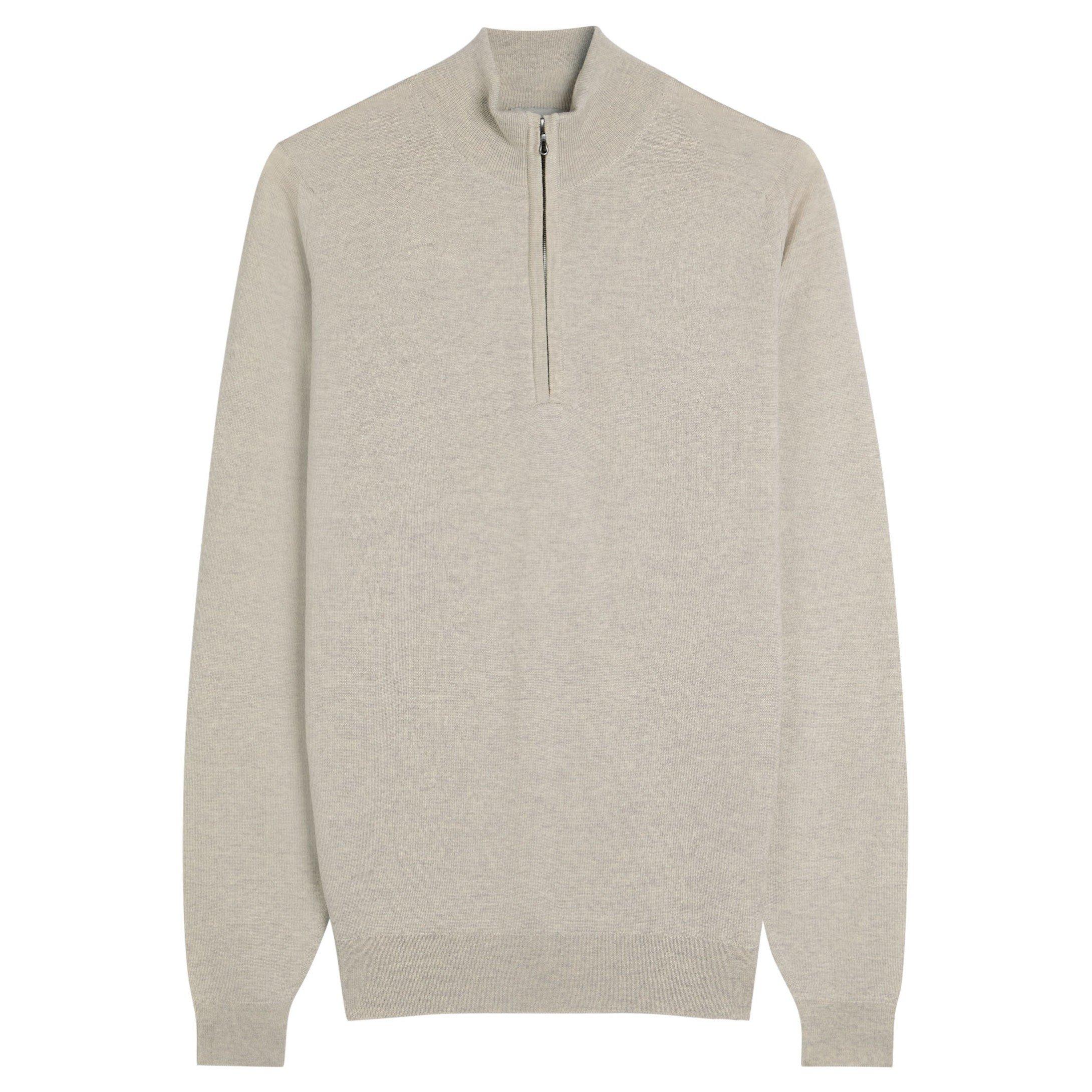 BEIGE - John Smedley - SMED KNIT 1/4 ZIP TAPTON - 1
