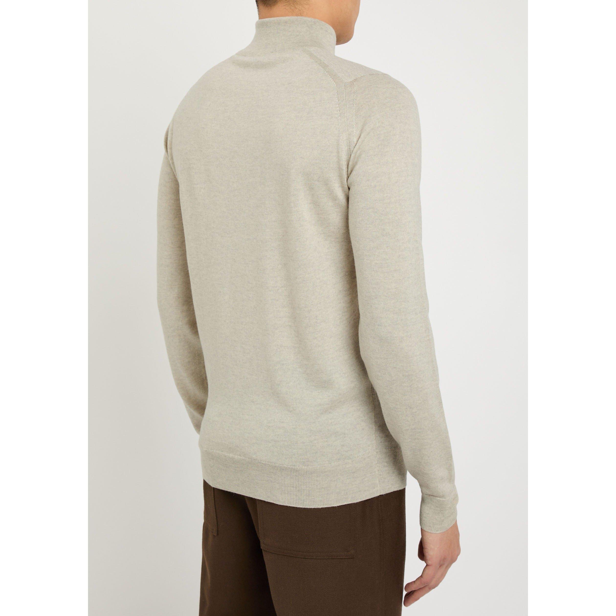 BEIGE - John Smedley - SMED KNIT 1/4 ZIP TAPTON - 3