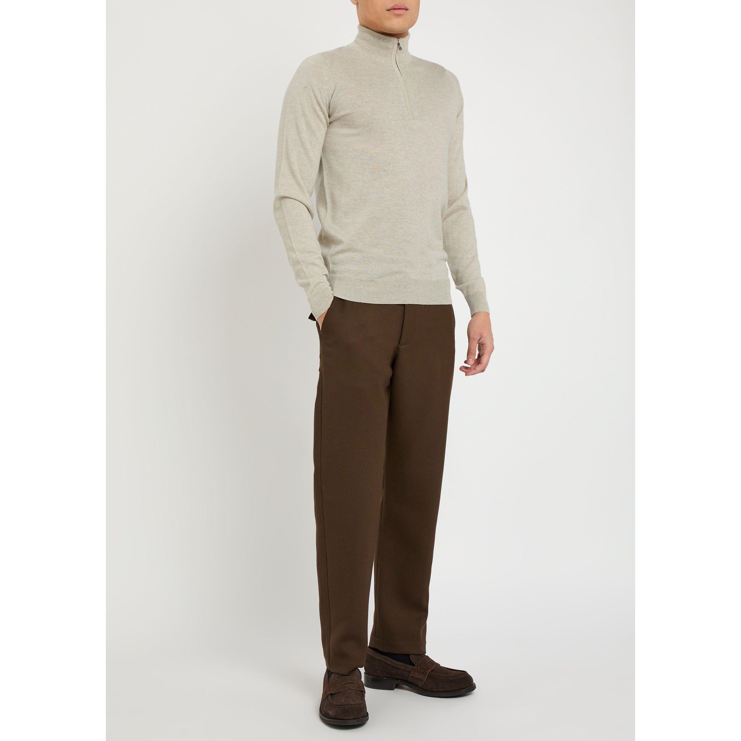 BEIGE - John Smedley - SMED KNIT 1/4 ZIP TAPTON - 5