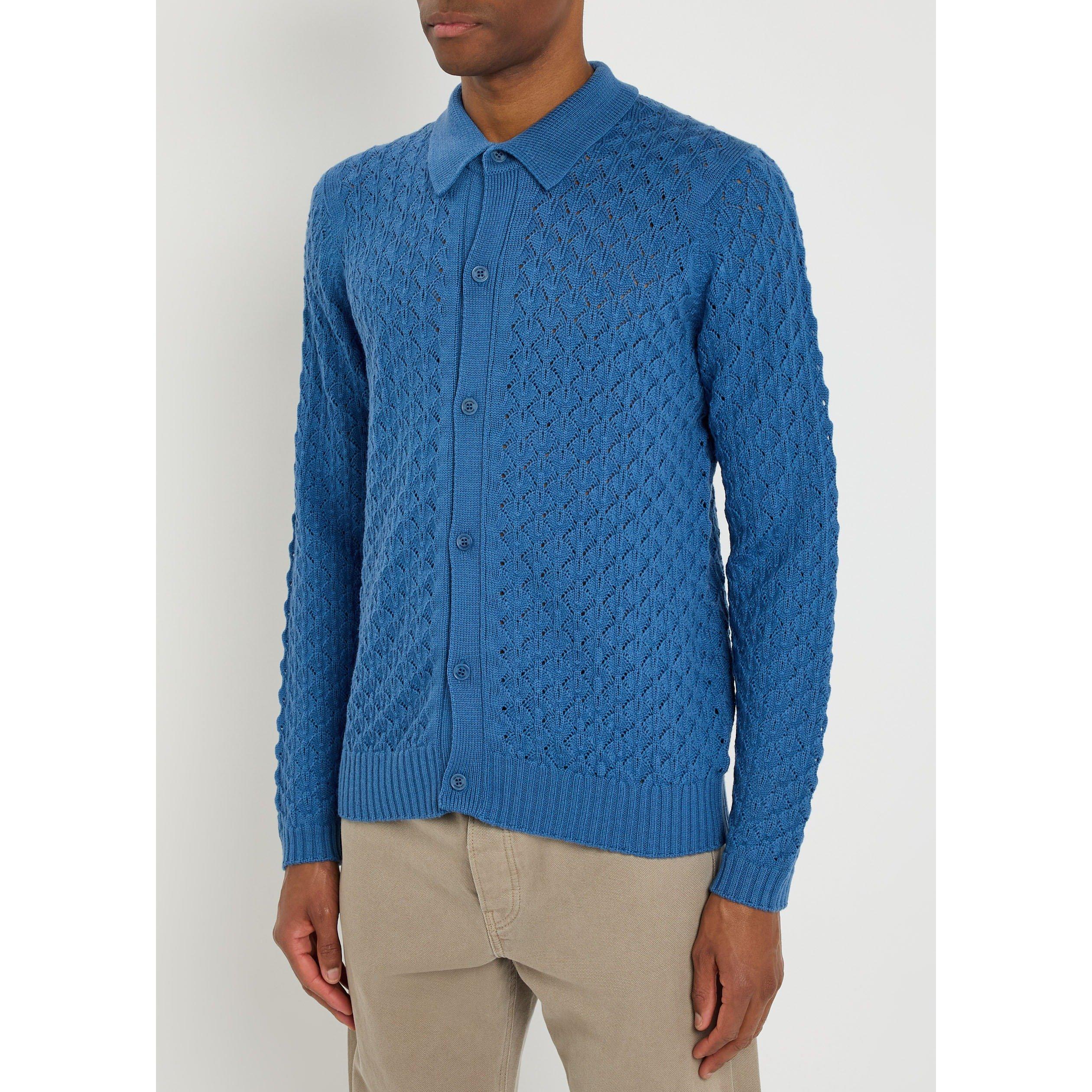 BLUE - John Smedley - SMED KNIT CARDI TEXTR WINSTER - 2