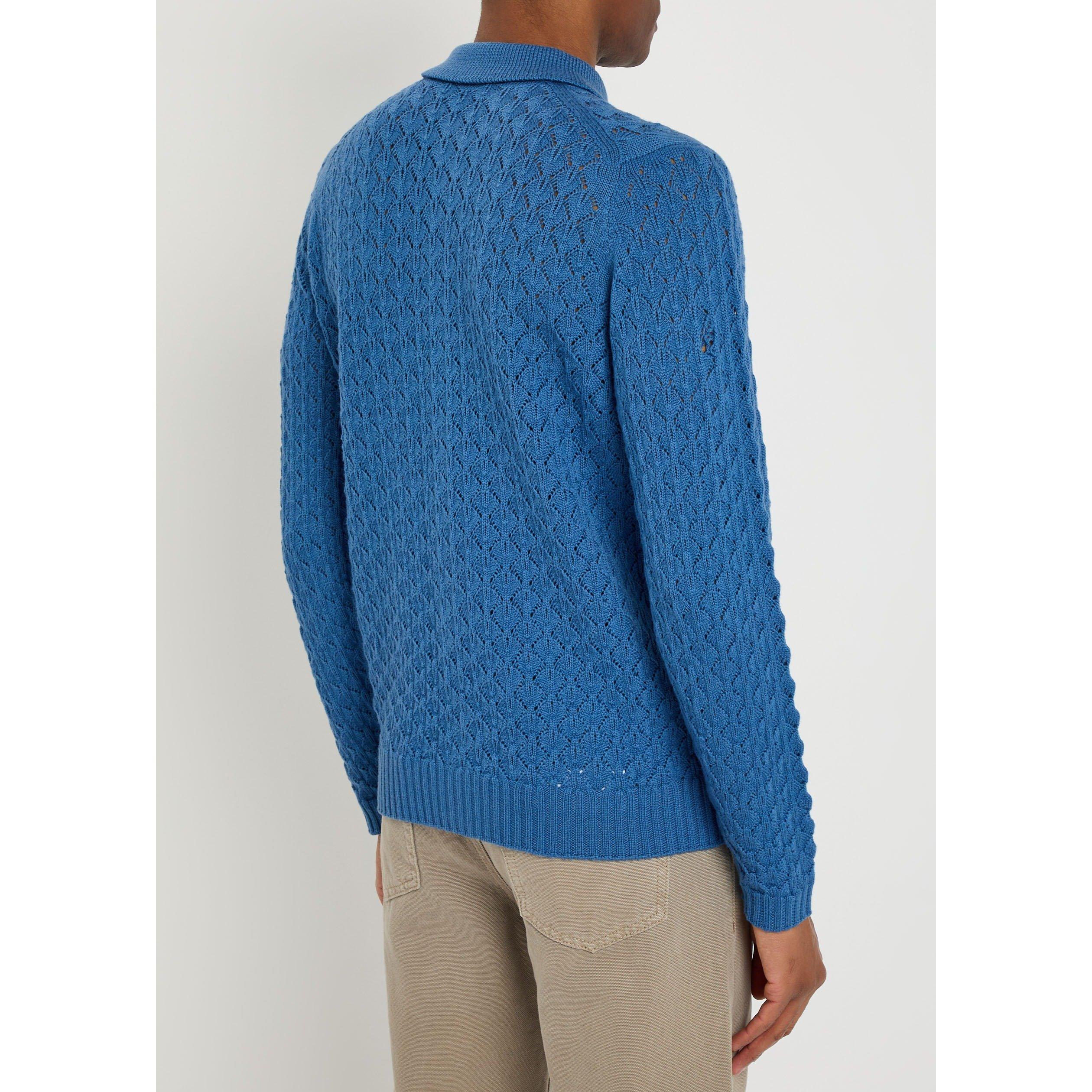 BLUE - John Smedley - SMED KNIT CARDI TEXTR WINSTER - 3