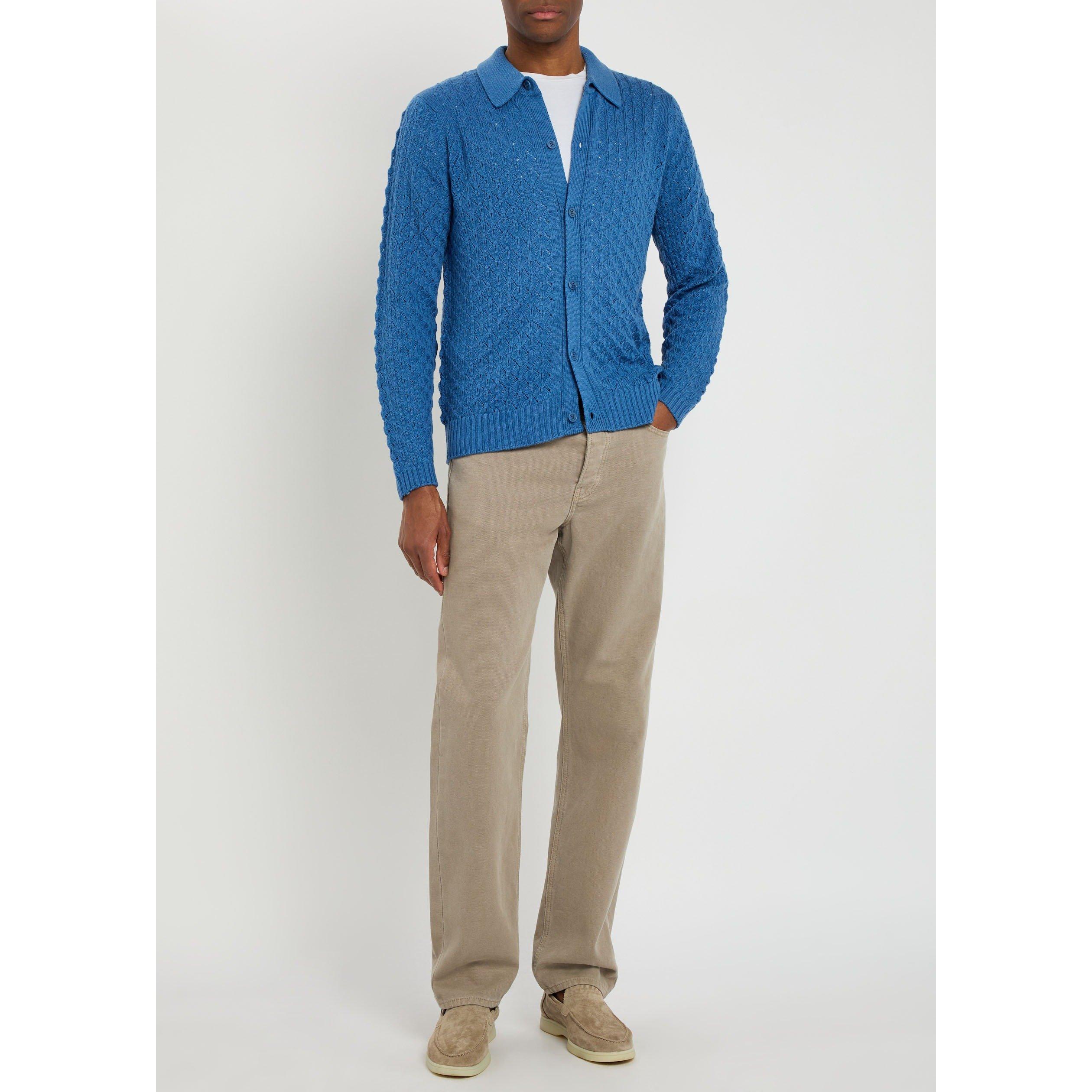 BLUE - John Smedley - SMED KNIT CARDI TEXTR WINSTER - 5