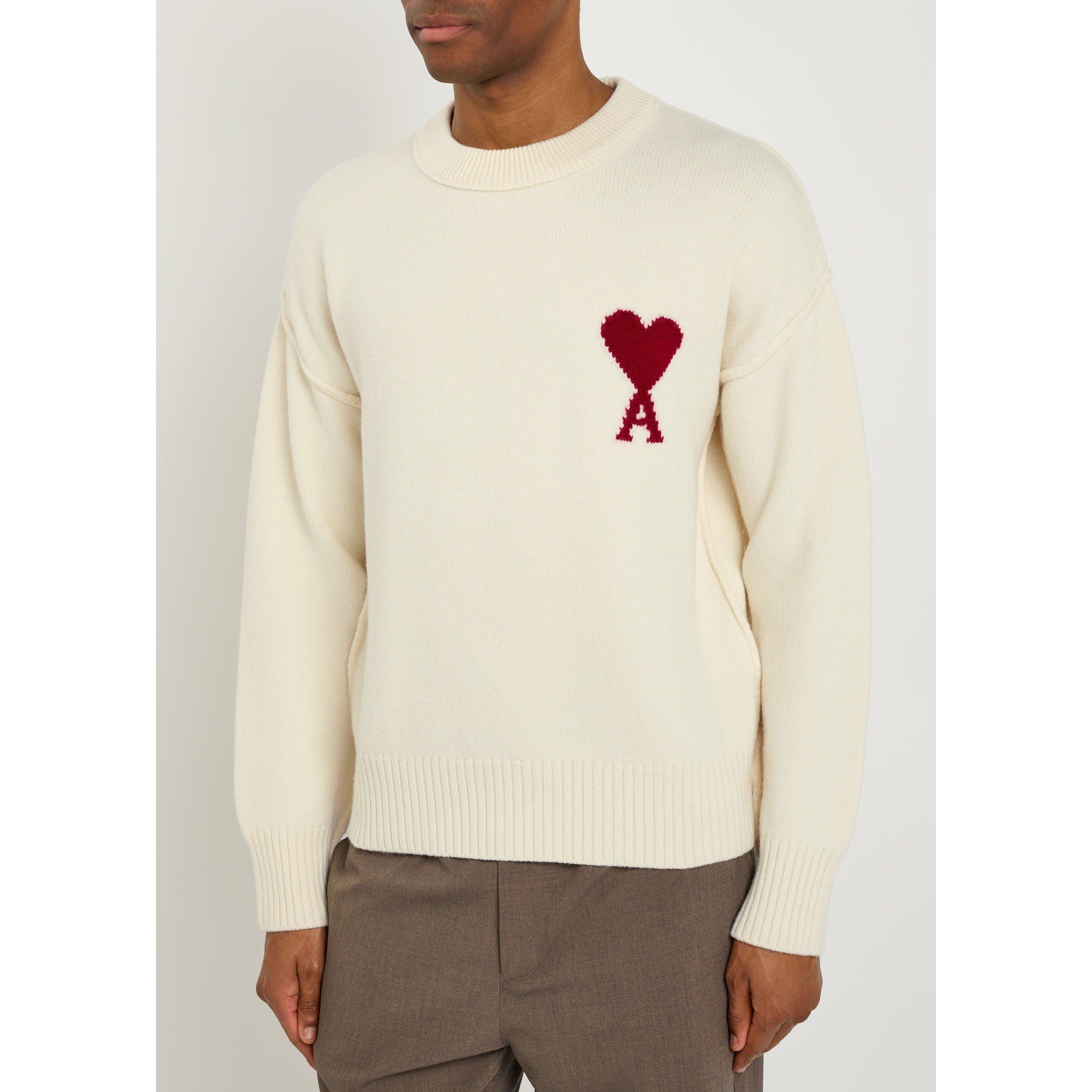 CREAM - AMI Paris - Men's Wool Crew-Neck Jumper - 2