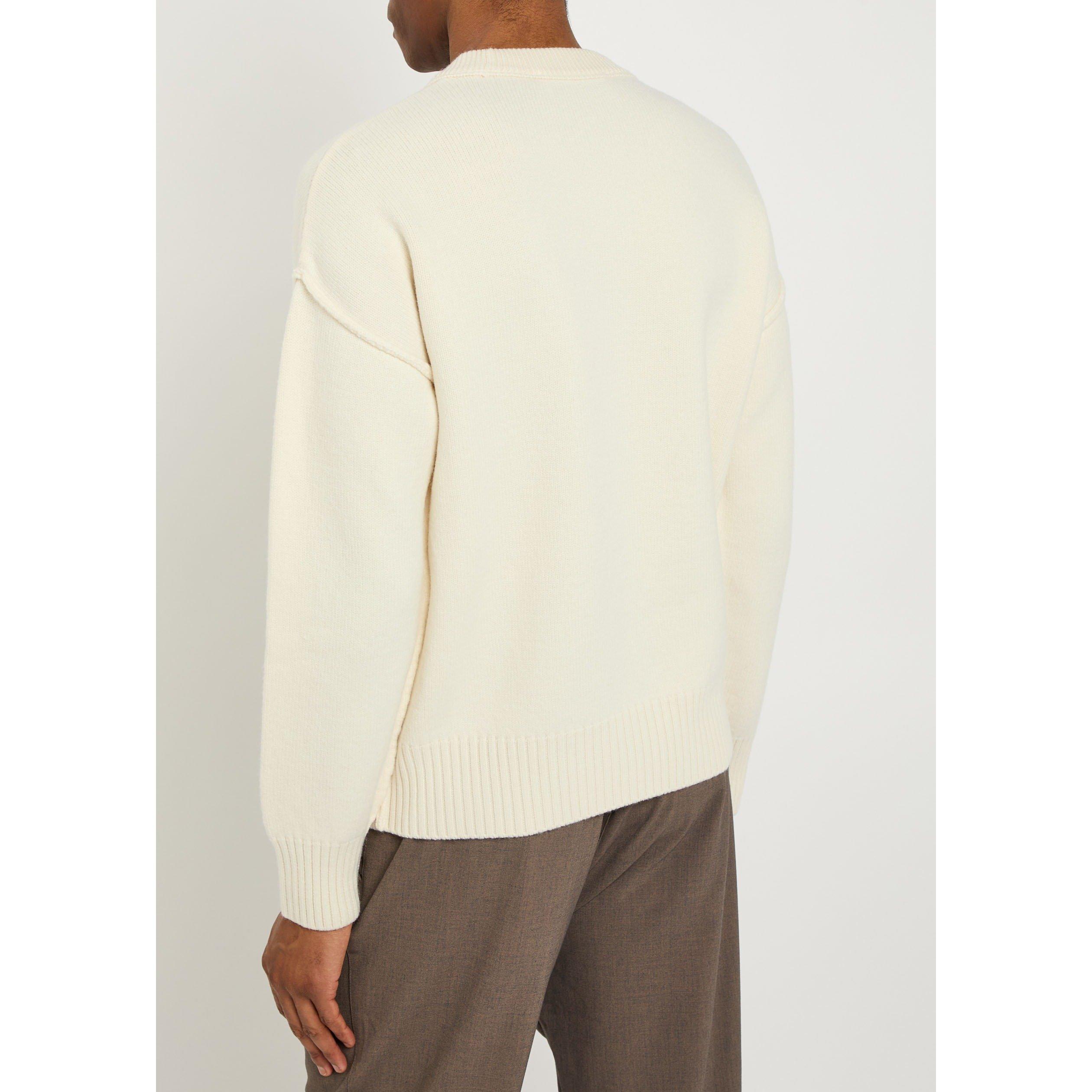 CREAM - AMI Paris - Men's Wool Crew-Neck Jumper - 3