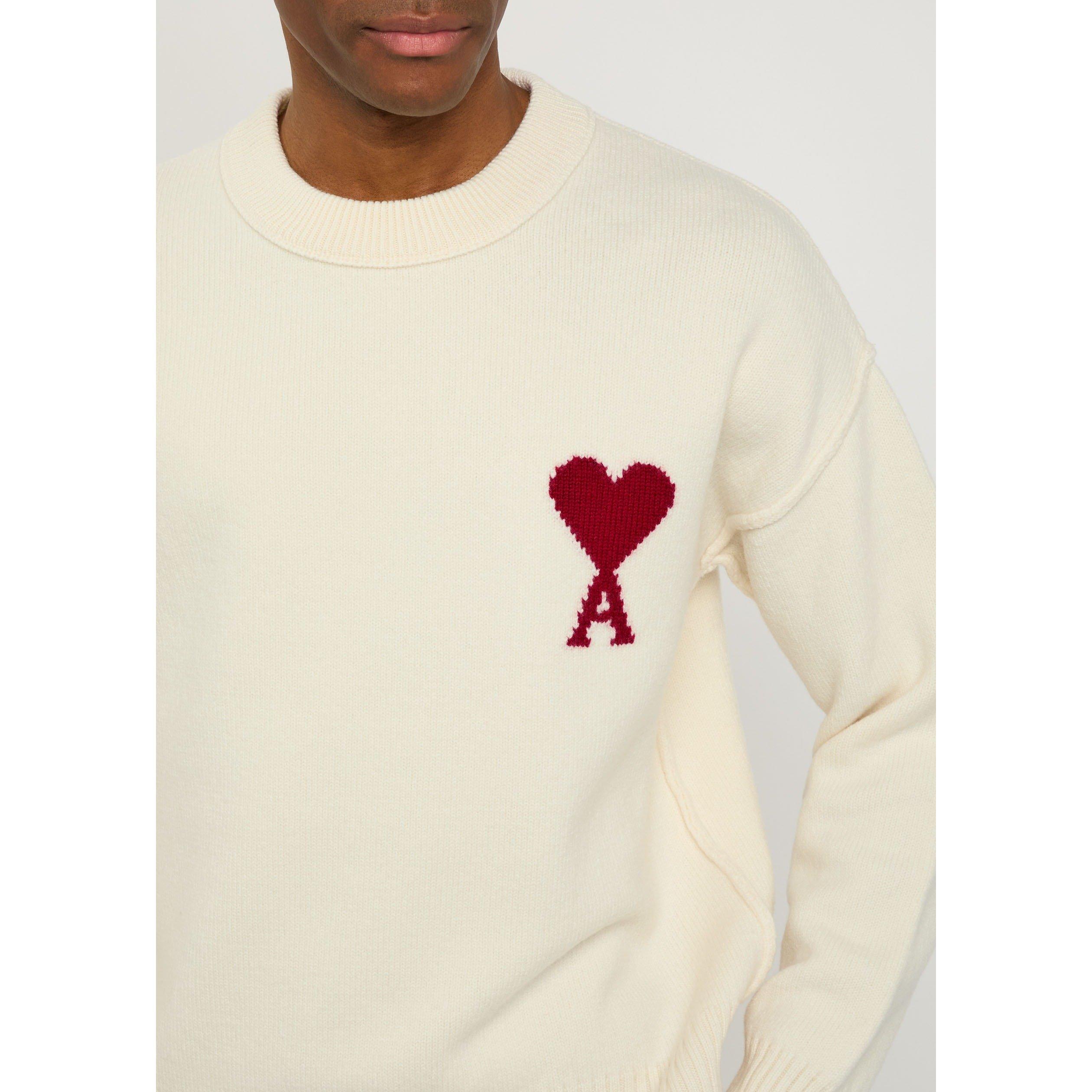 CREAM - AMI Paris - Men's Wool Crew-Neck Jumper - 4