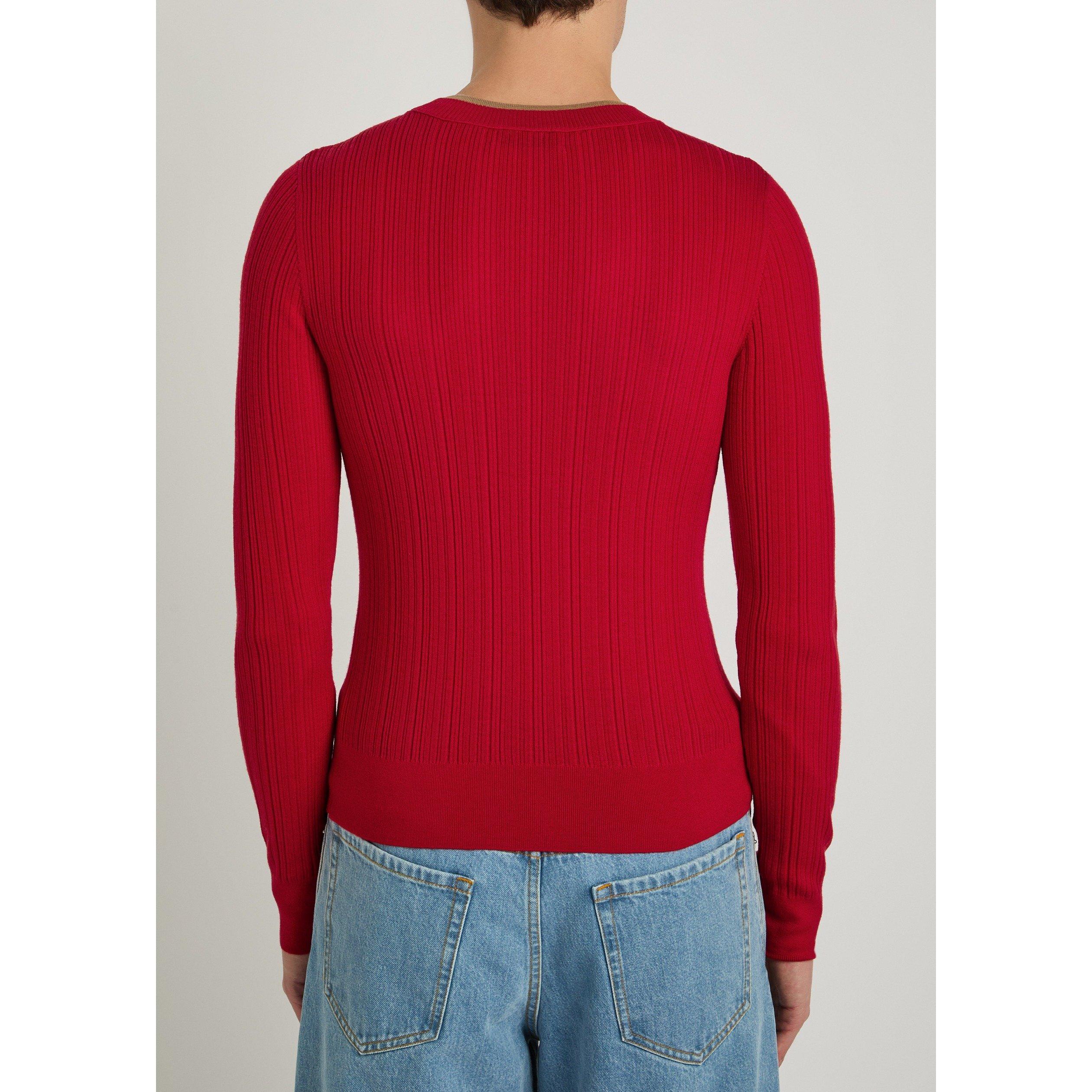RED - Dries Van Noten - DVN MOTIF KNIT SWEATER - 3