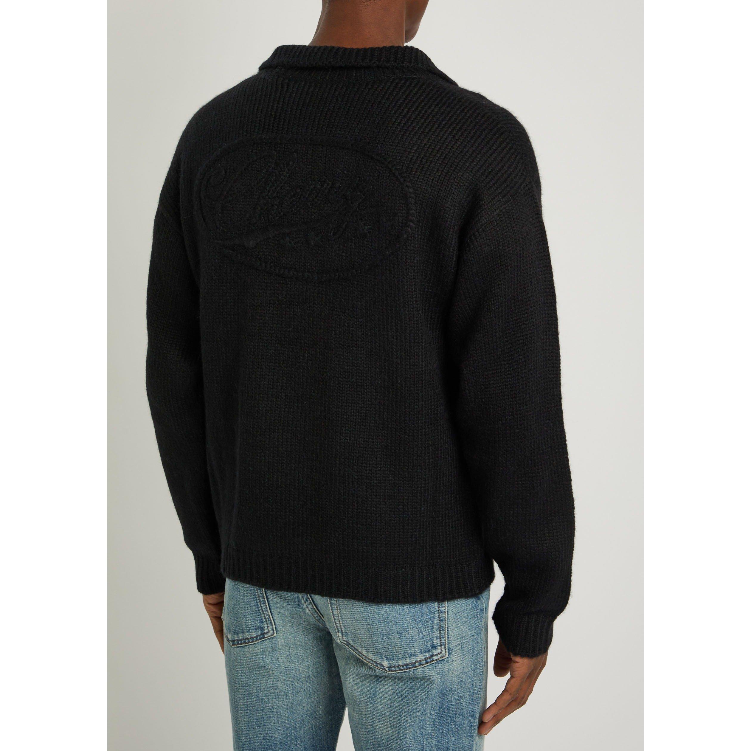 BLACK - Cherry LA - Men's Baby Alpaca Knit Henley - 3