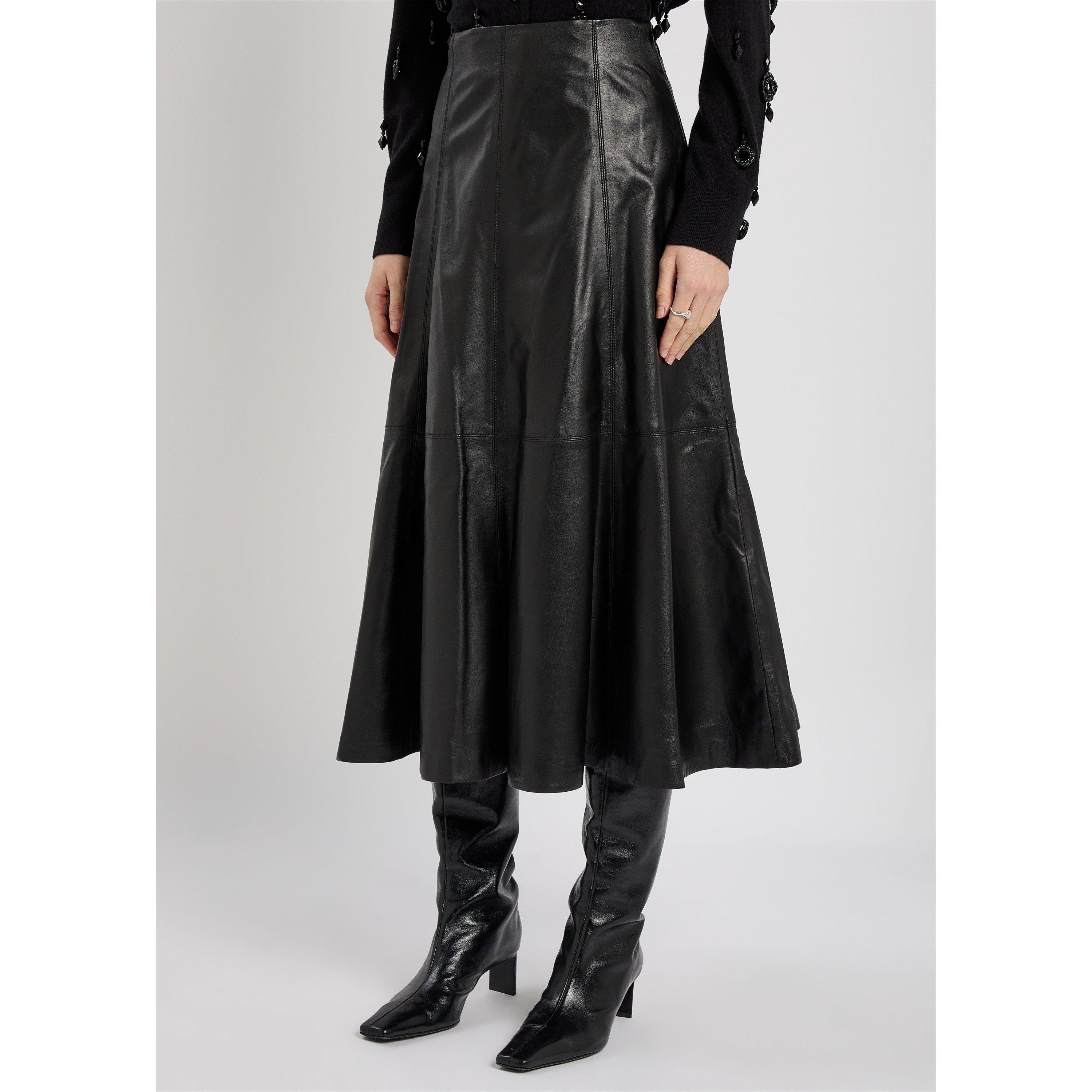 BLACK - Jonathan Simkhai - Women's Ryma Leather Midi Skirt - 2