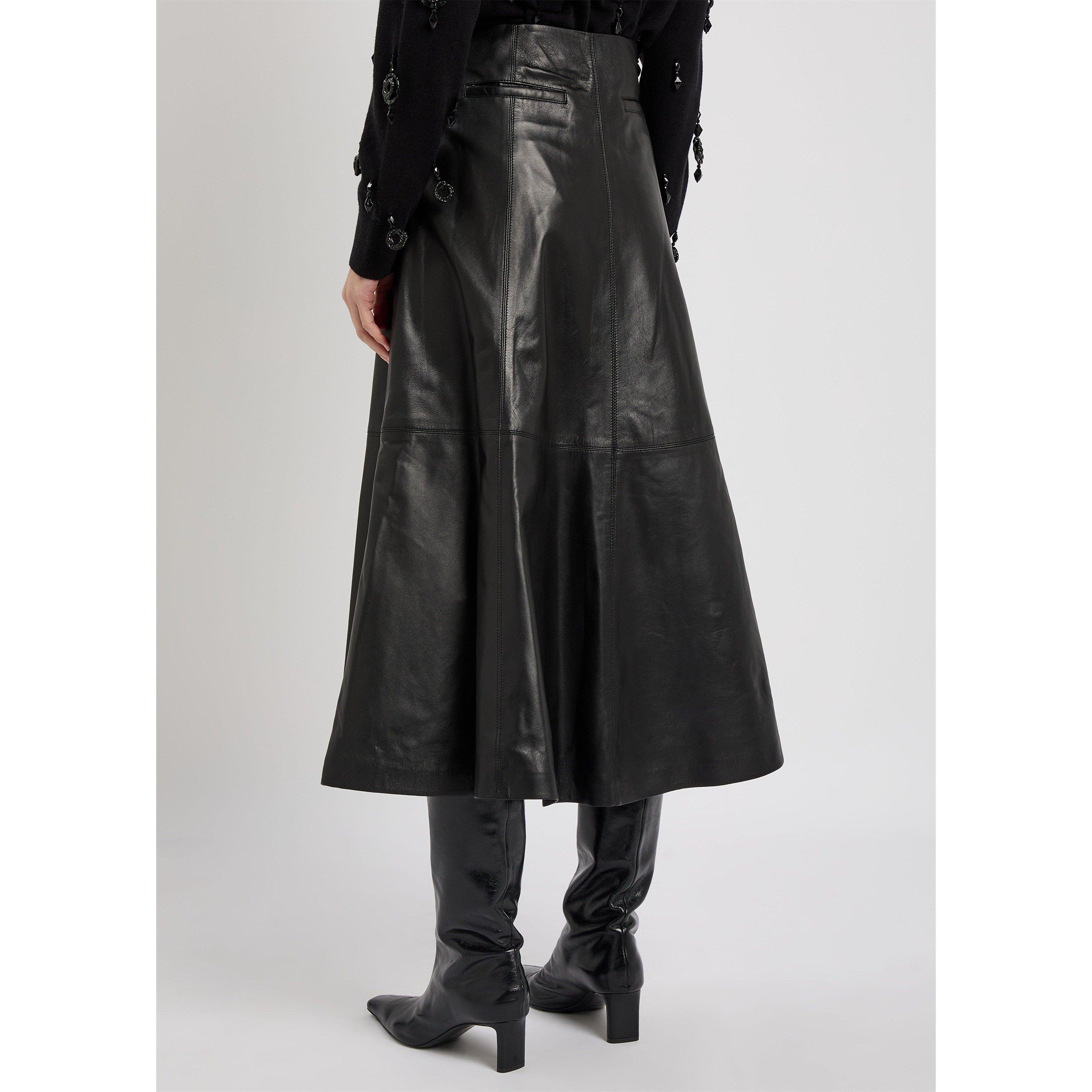 BLACK - Jonathan Simkhai - Women's Ryma Leather Midi Skirt - 3