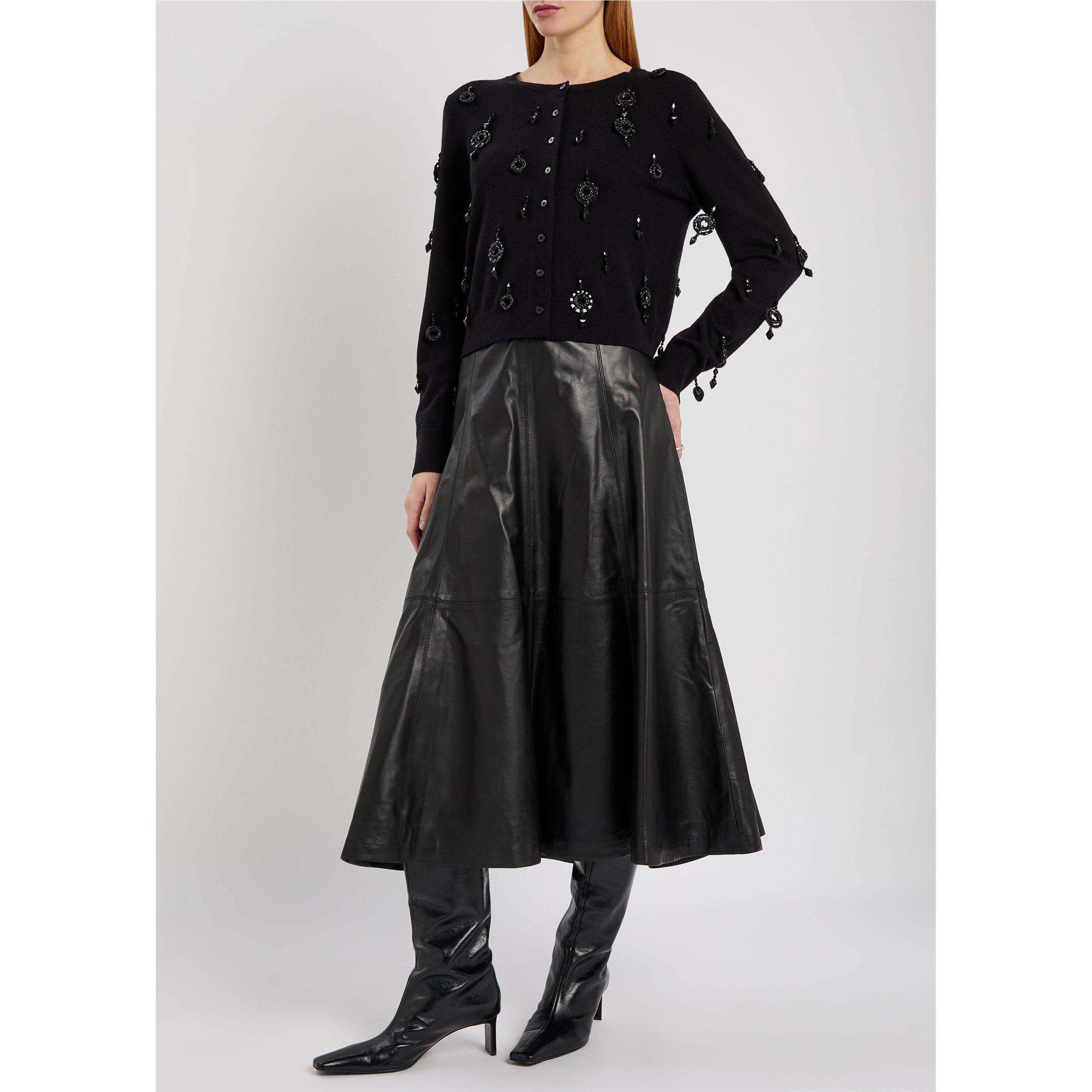 BLACK - Jonathan Simkhai - Women's Ryma Leather Midi Skirt - 5