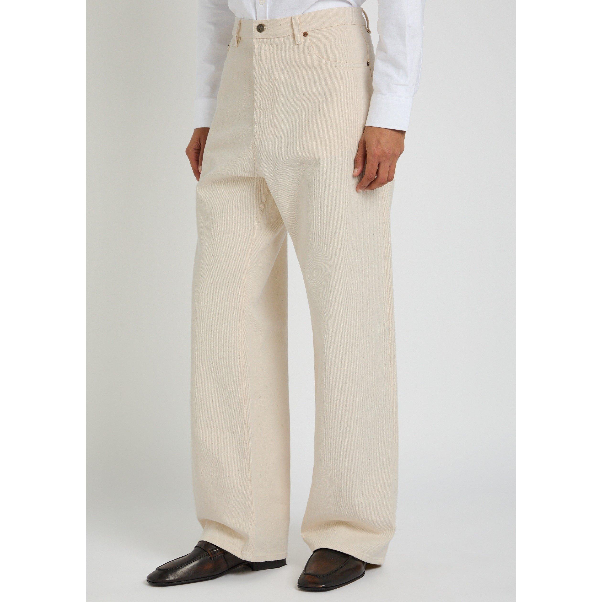 WHITE - Valentino - Men's Cotton Mid-Rise Wide-Leg Jeans - 2