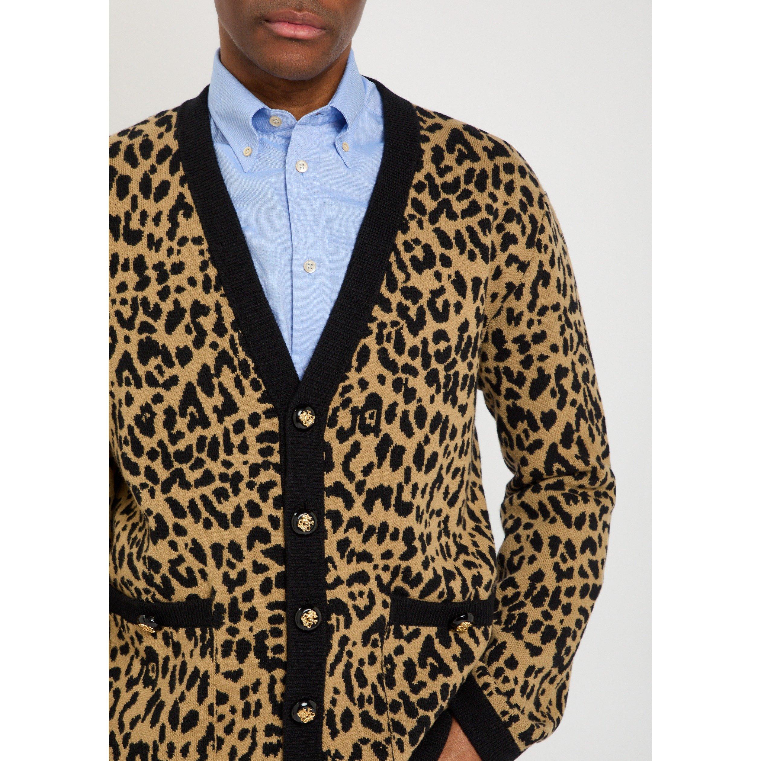 MULTICOLOURED 1 - Valentino - Men's Wool Animal Print Cardigan - 4