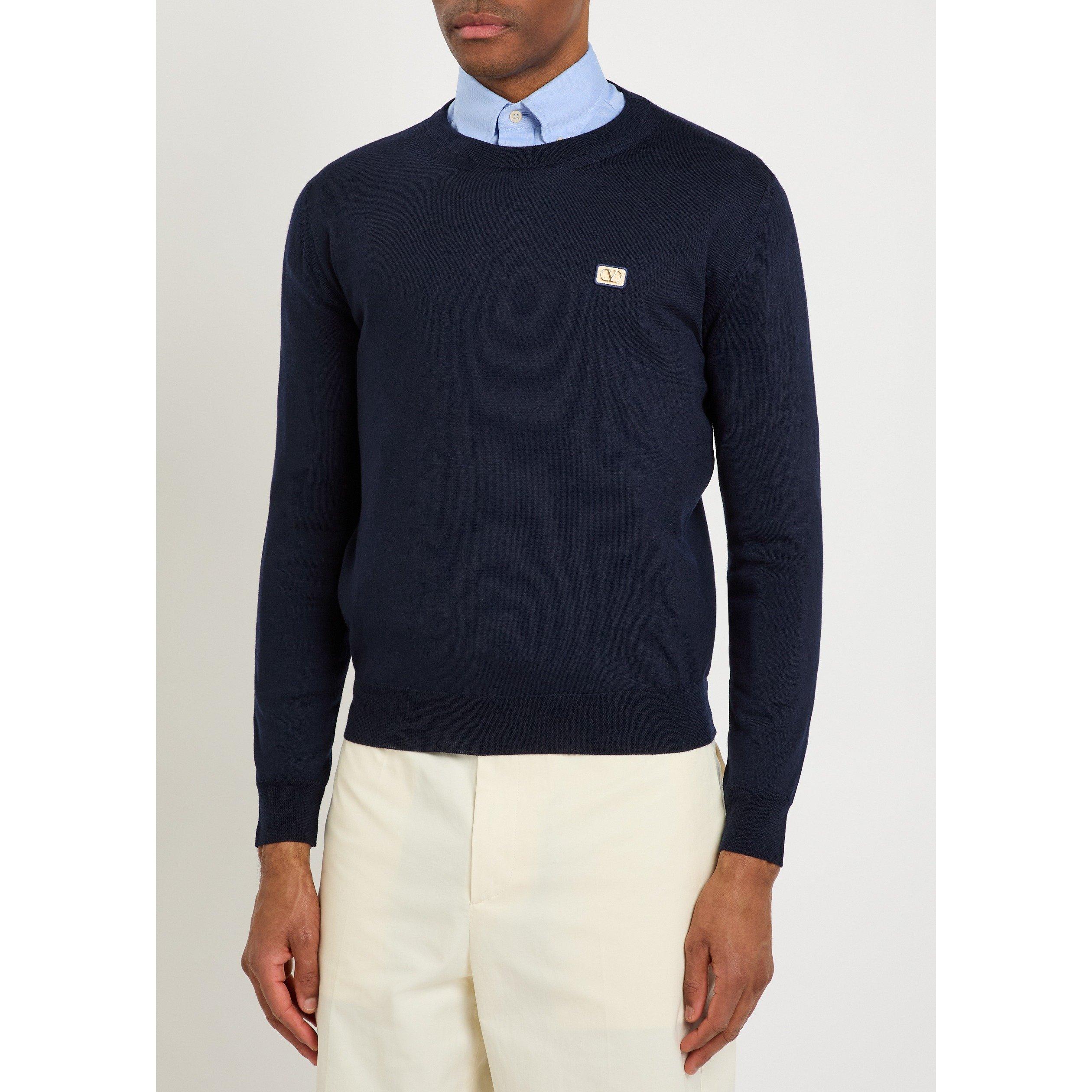 NAVY - Valentino - Men's Wool Crew-Neck Jumper - 2
