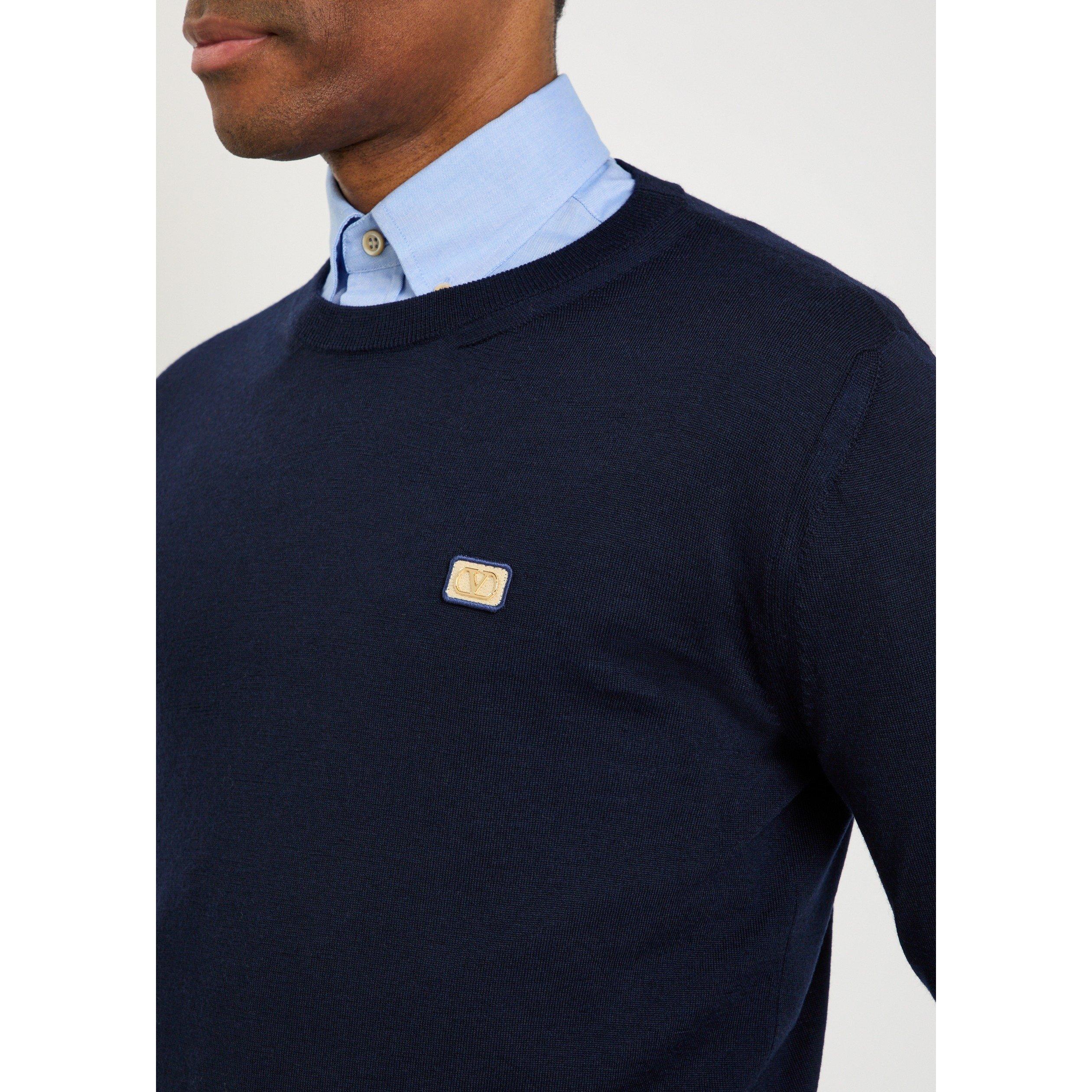 NAVY - Valentino - Men's Wool Crew-Neck Jumper - 4