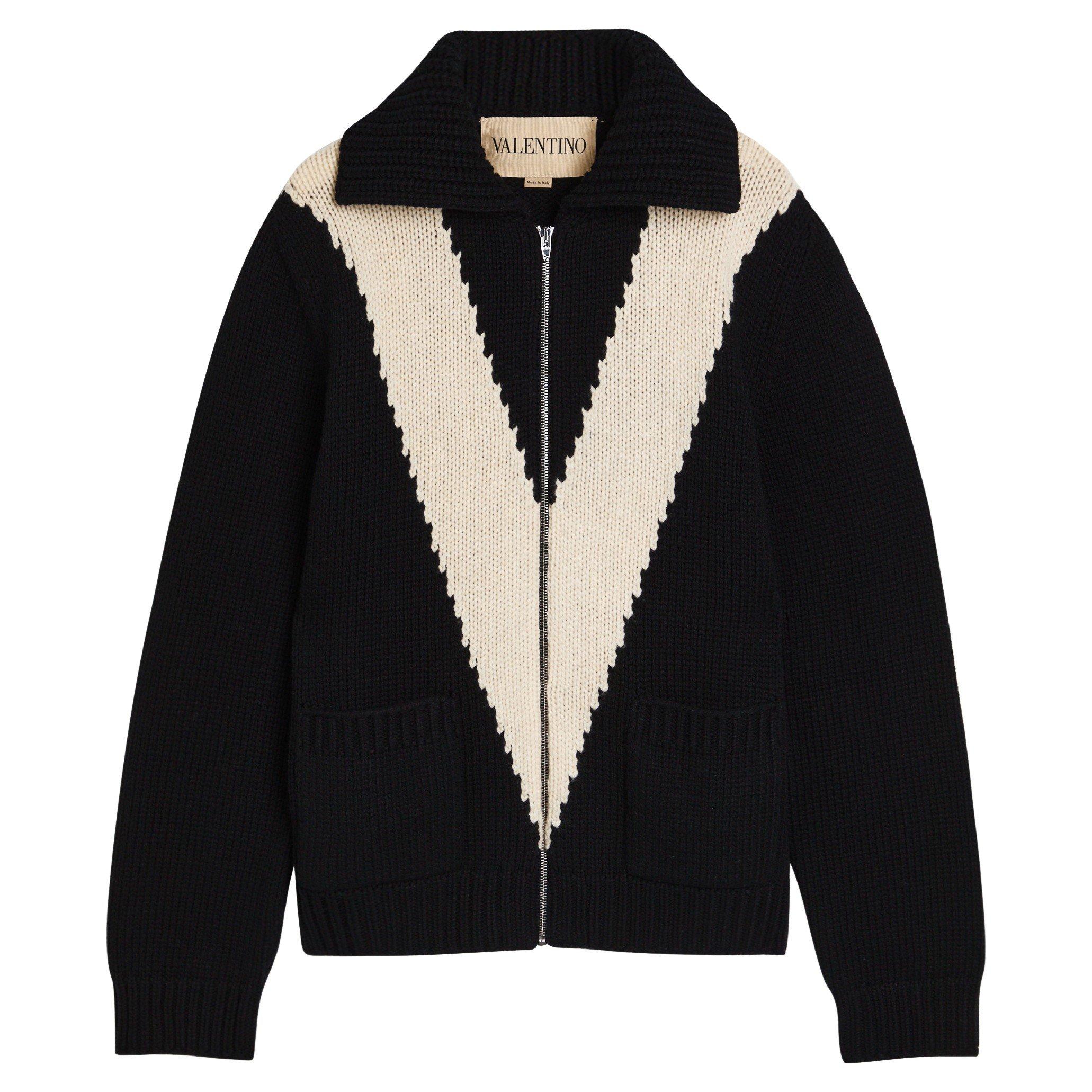 WHITE AND OTHER - Valentino - VAL GIACCA MAGLIA ZIP SWEATER - 1