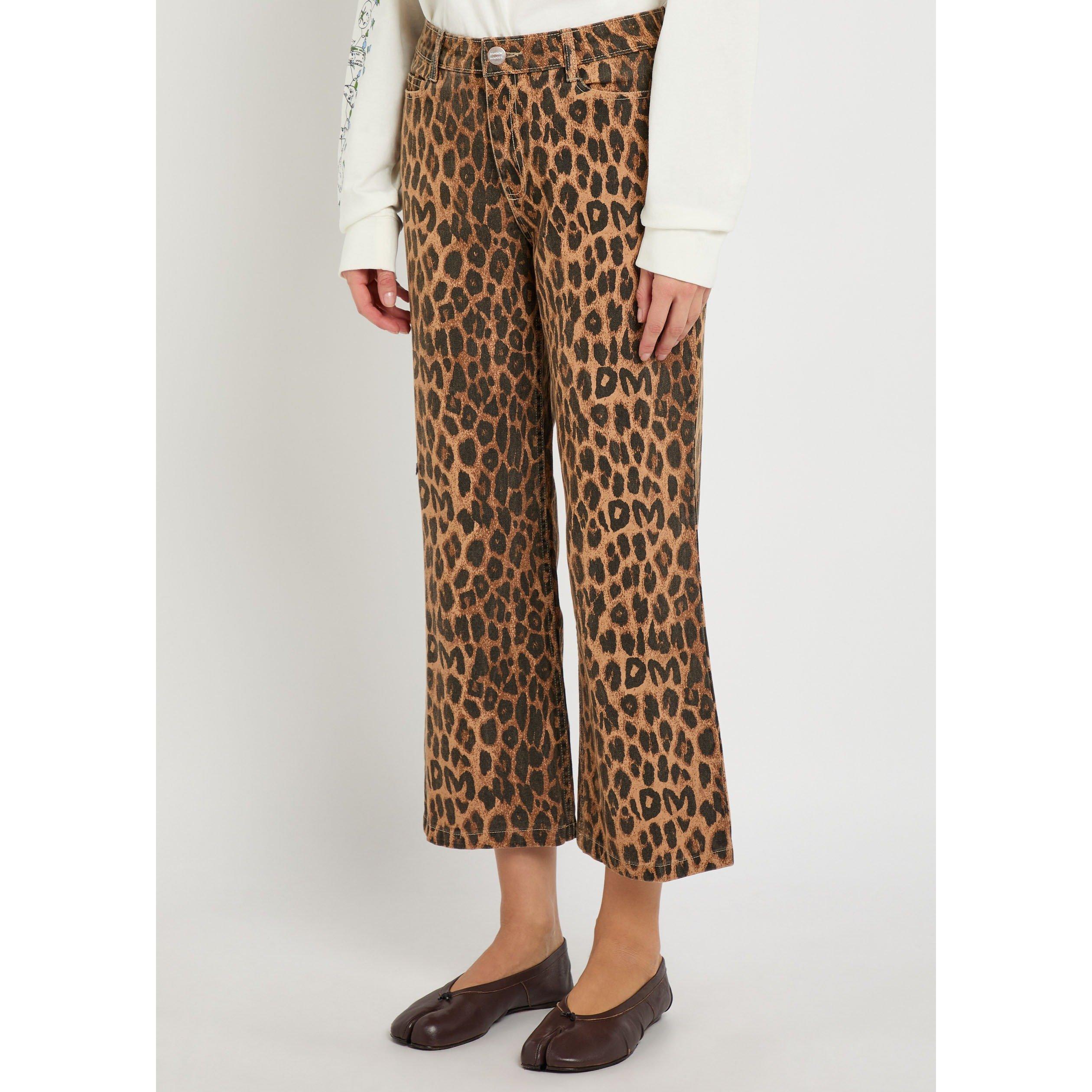 LEOPARD - Damson Madder - Women's Kenny Leopard Print Cotton Cropped Bootcut Jeans - 2