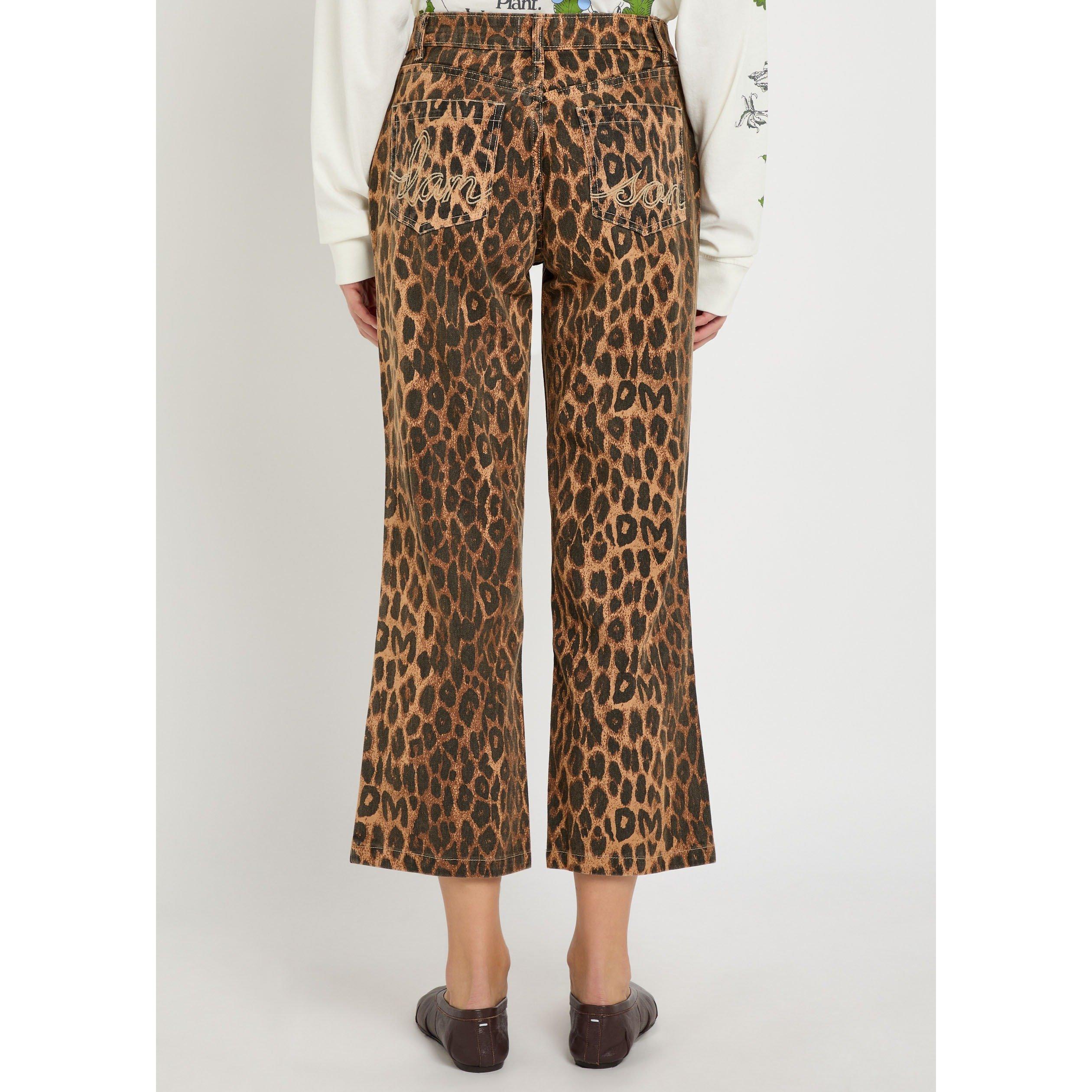 LEOPARD - Damson Madder - Women's Kenny Leopard Print Cotton Cropped Bootcut Jeans - 3