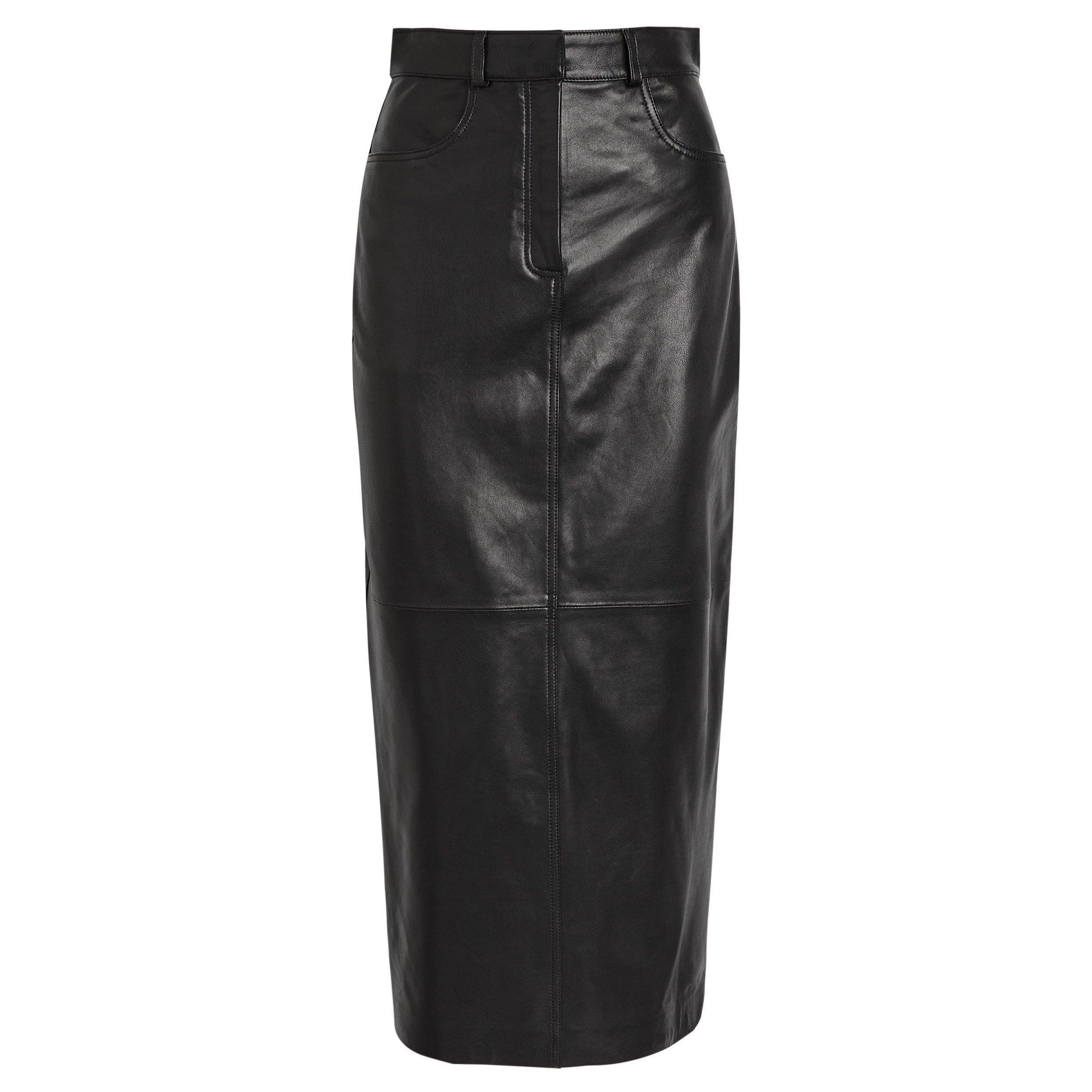 BLACK - Nour Hammour - LS GHALIA LEATHER LONG SKIRT - 1
